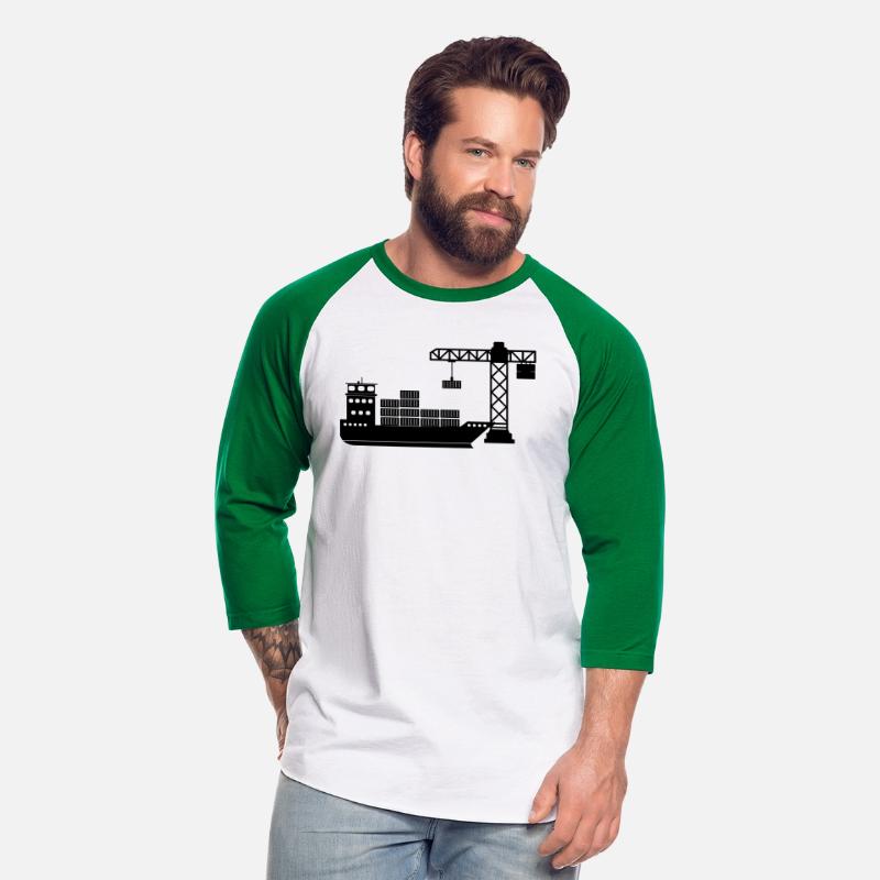 Unloading sea container boat with crane