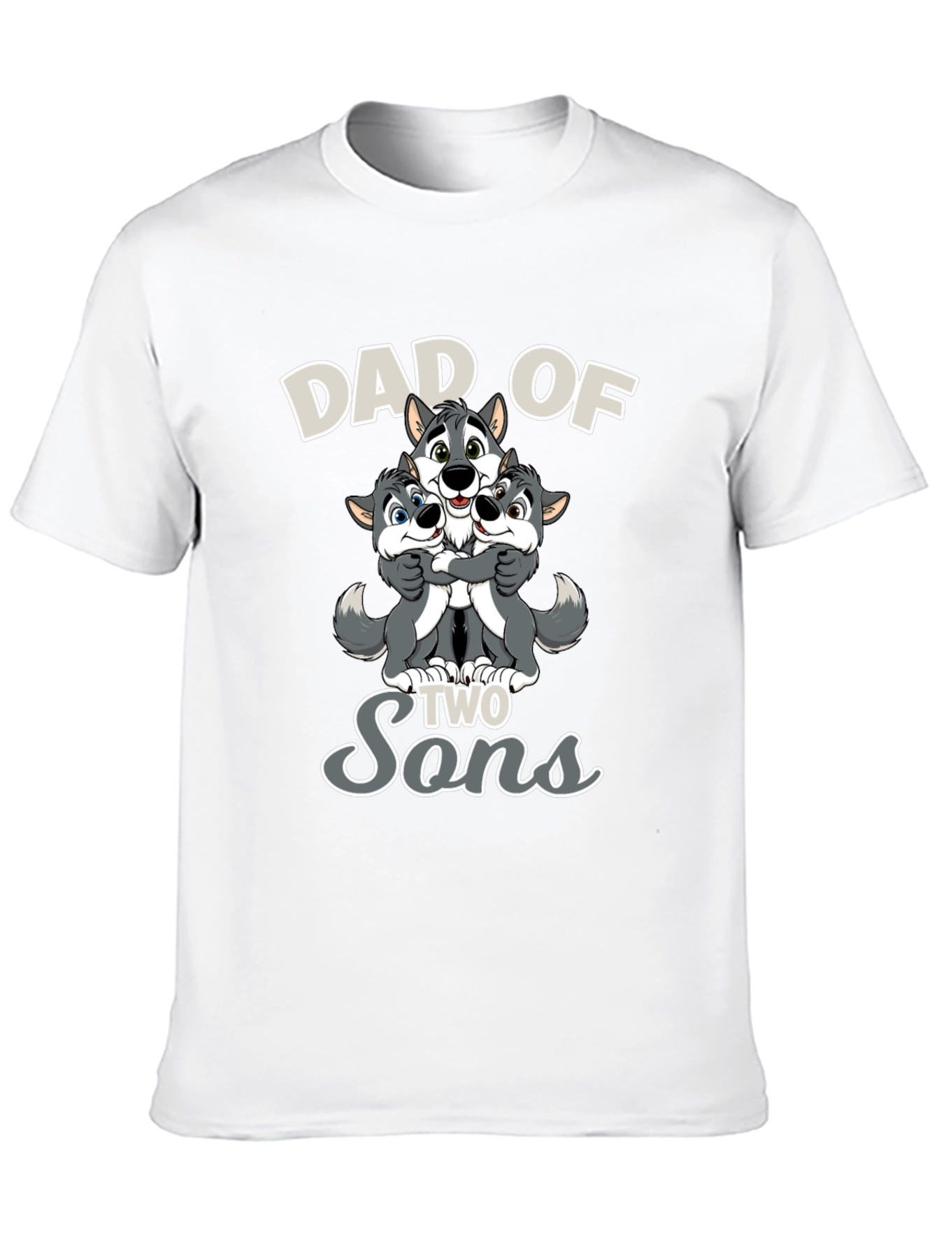 Dad of Two Sons Wolves Graphic T-Shirt