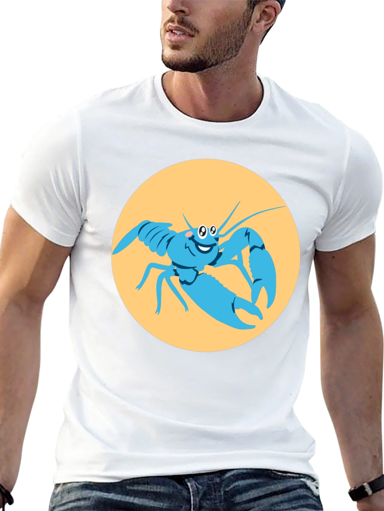 Funny Lobster Graphic Black T-Shirt