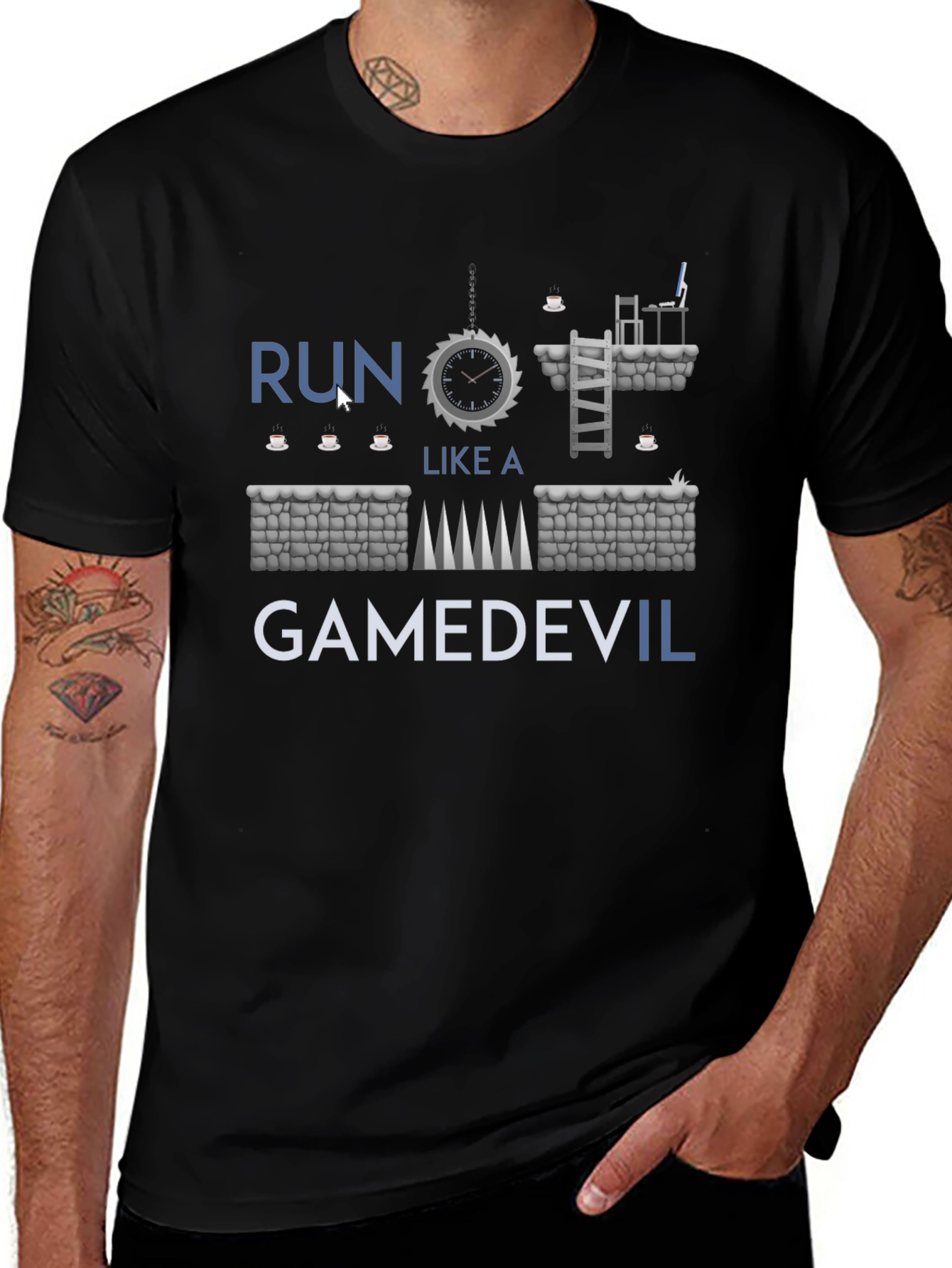 Run Like a GameDevil T-Shirt - Black