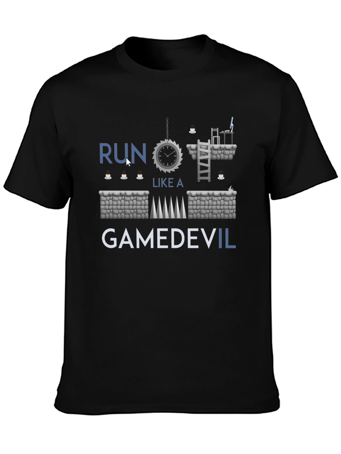Run Like a GameDevil T-Shirt - Black