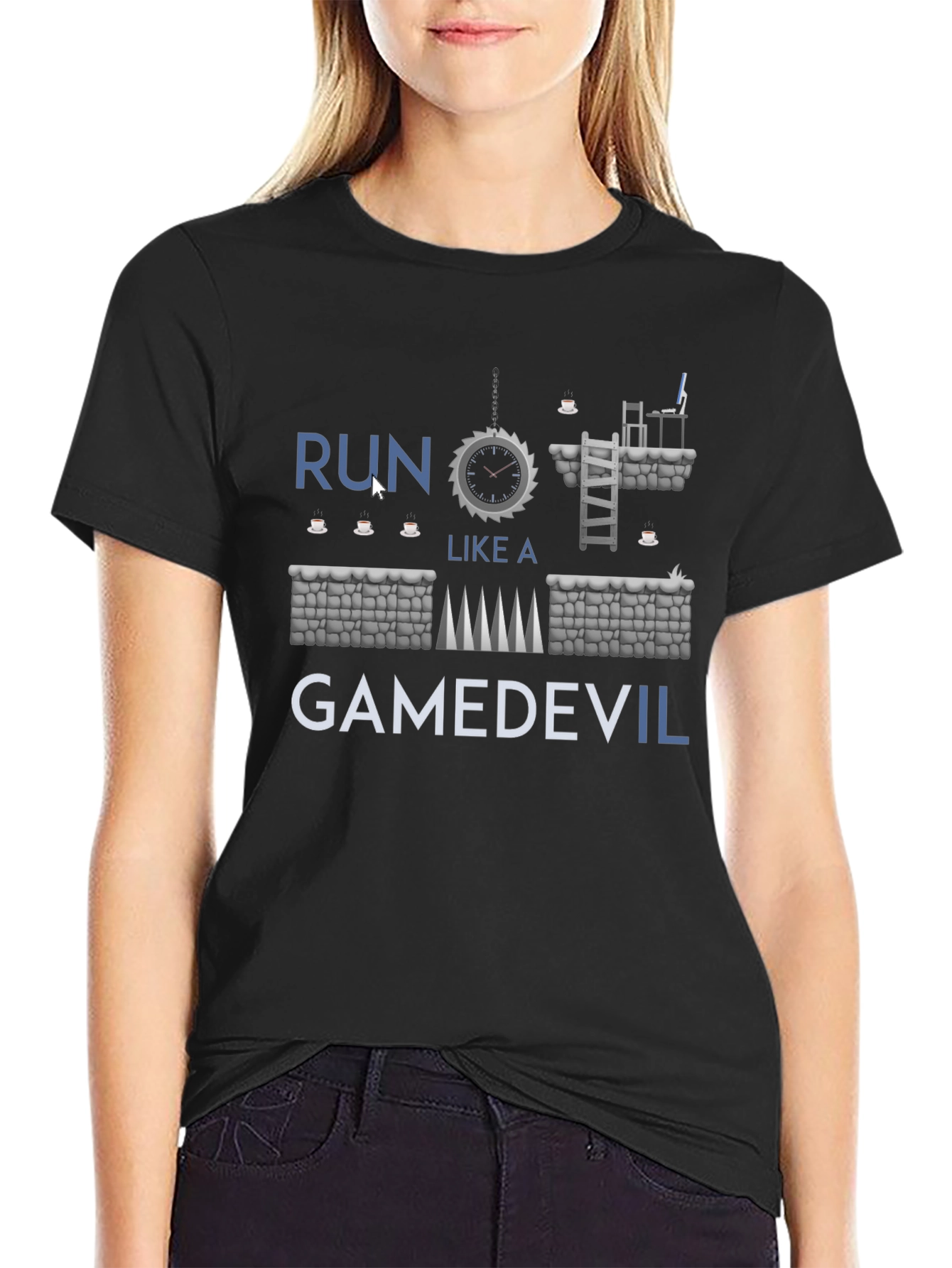 Run Like a GameDevil T-Shirt - Black