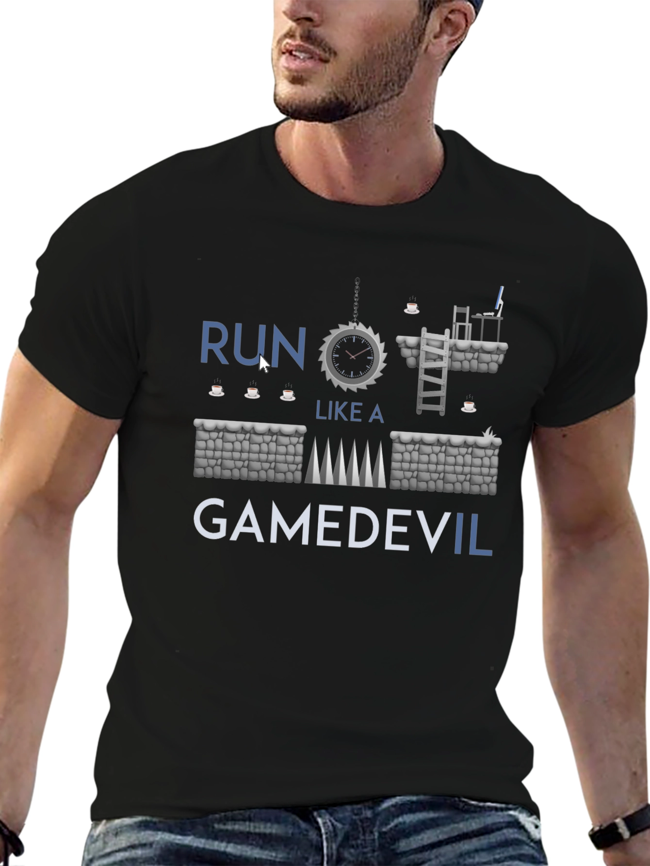 Run Like a GameDevil T-Shirt - Black