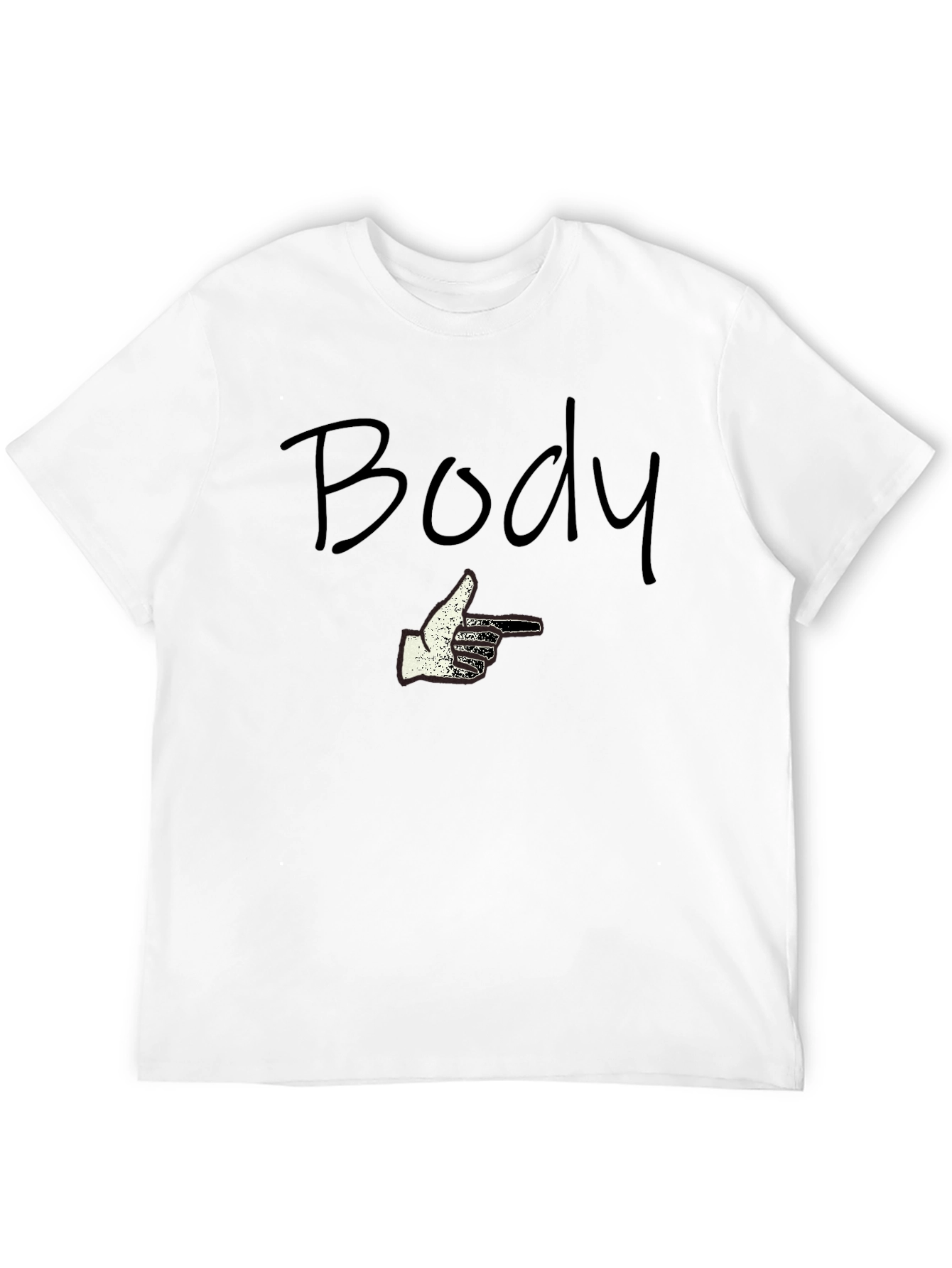 Humorous Body Pointing Graphic T-Shirt