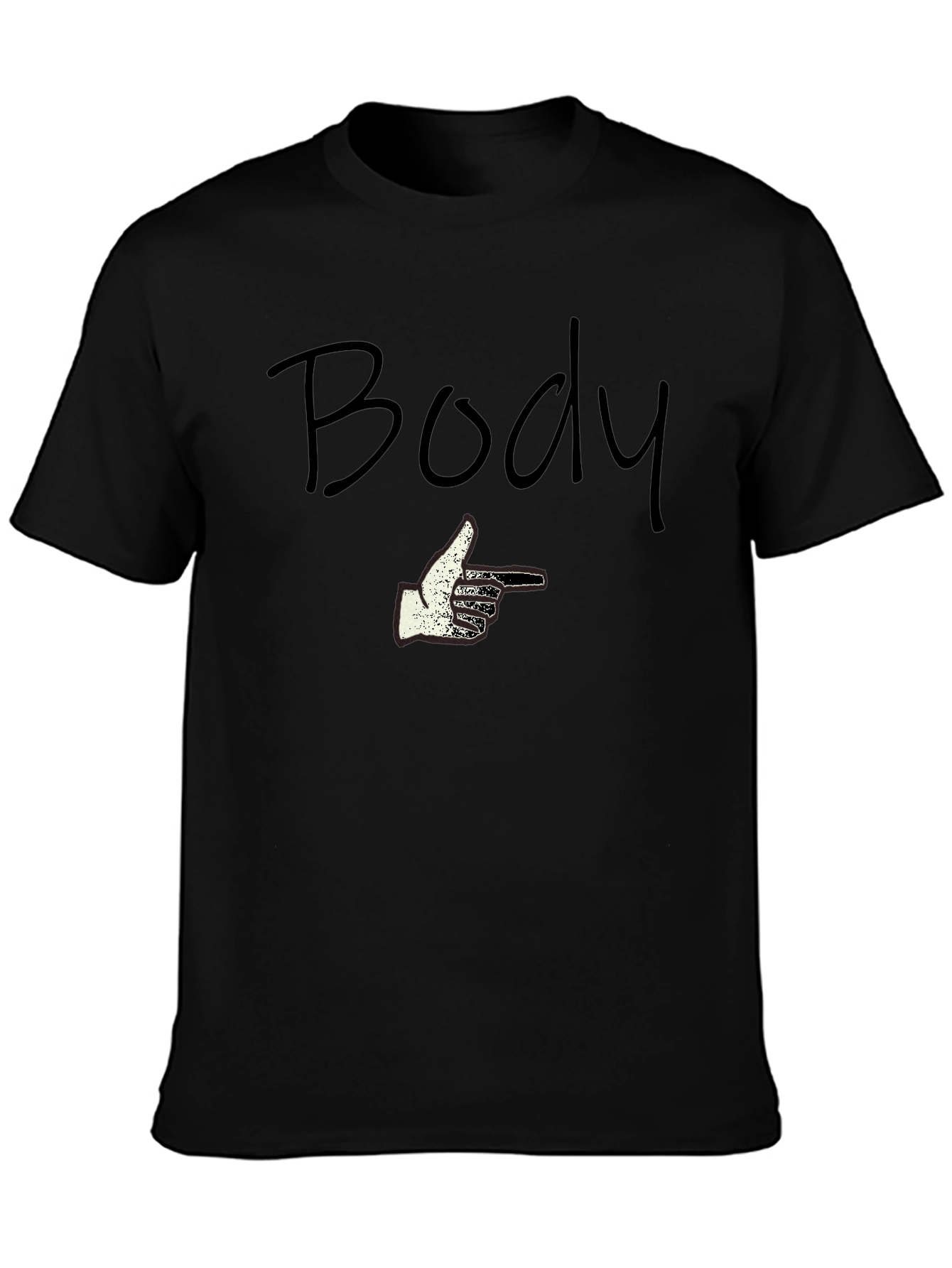 Humorous Body Pointing Graphic T-Shirt