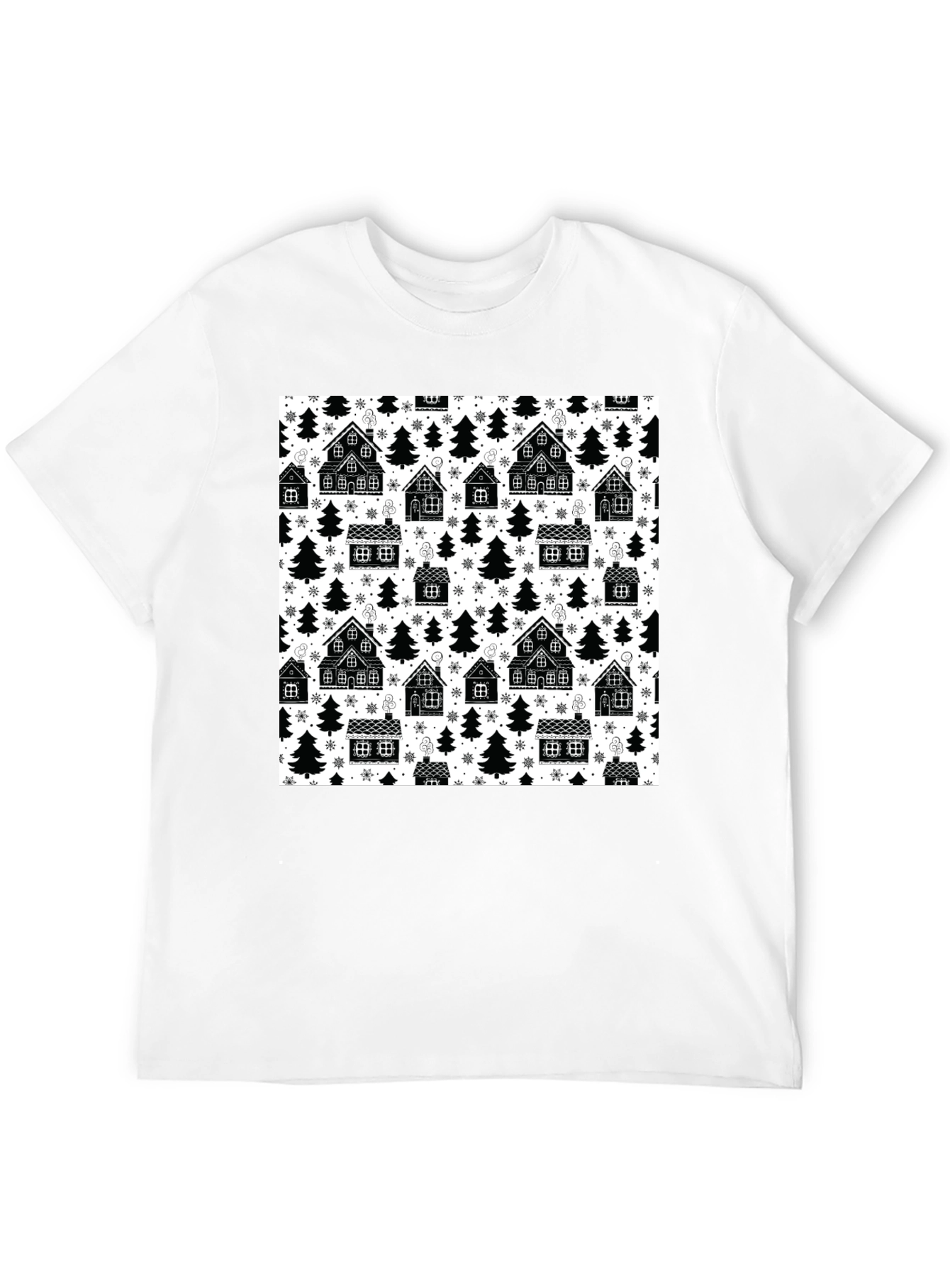 Winter Village Pattern T-Shirt - Cozy Holiday Style