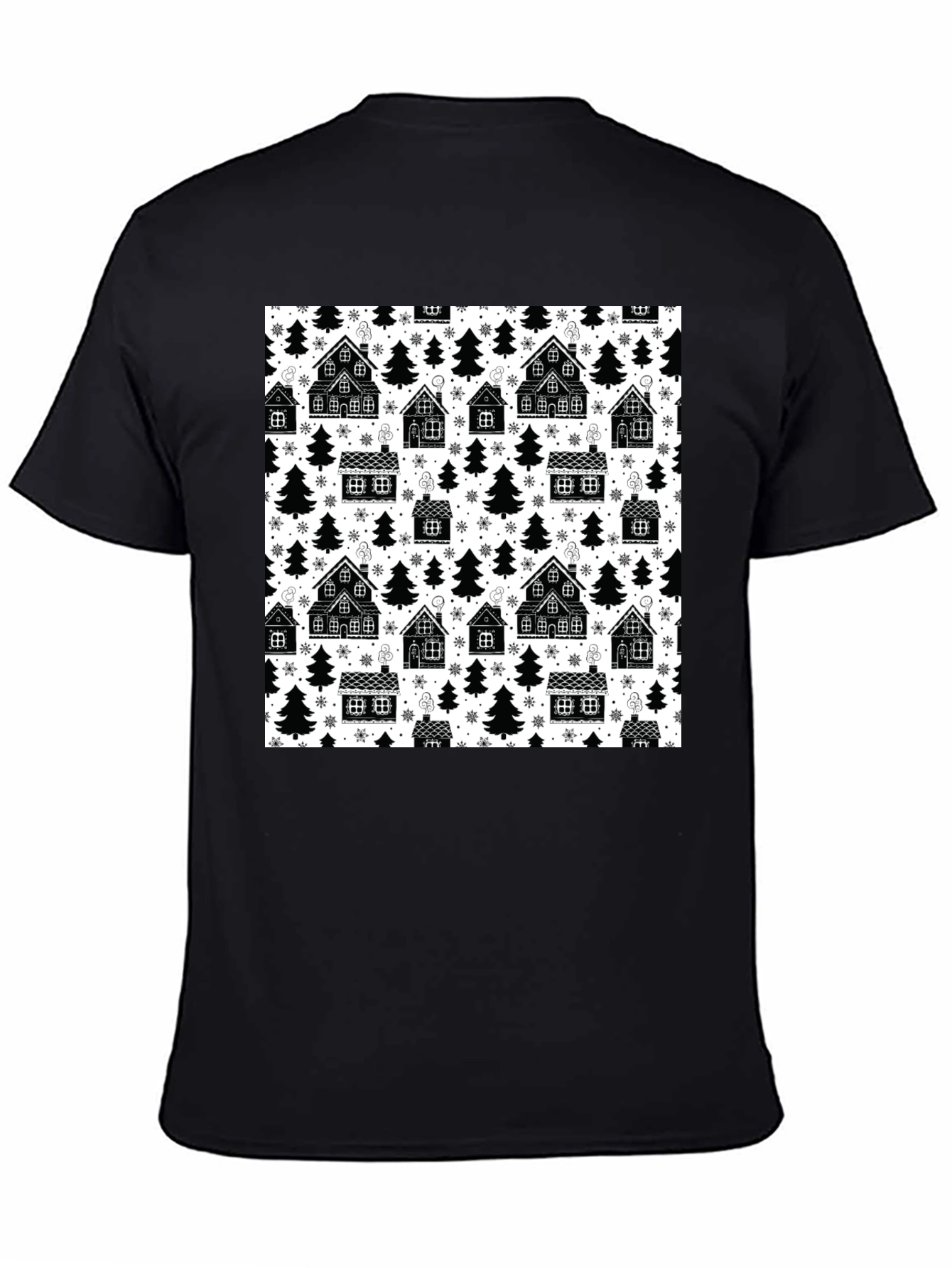 Winter Village Pattern T-Shirt - Cozy Holiday Style