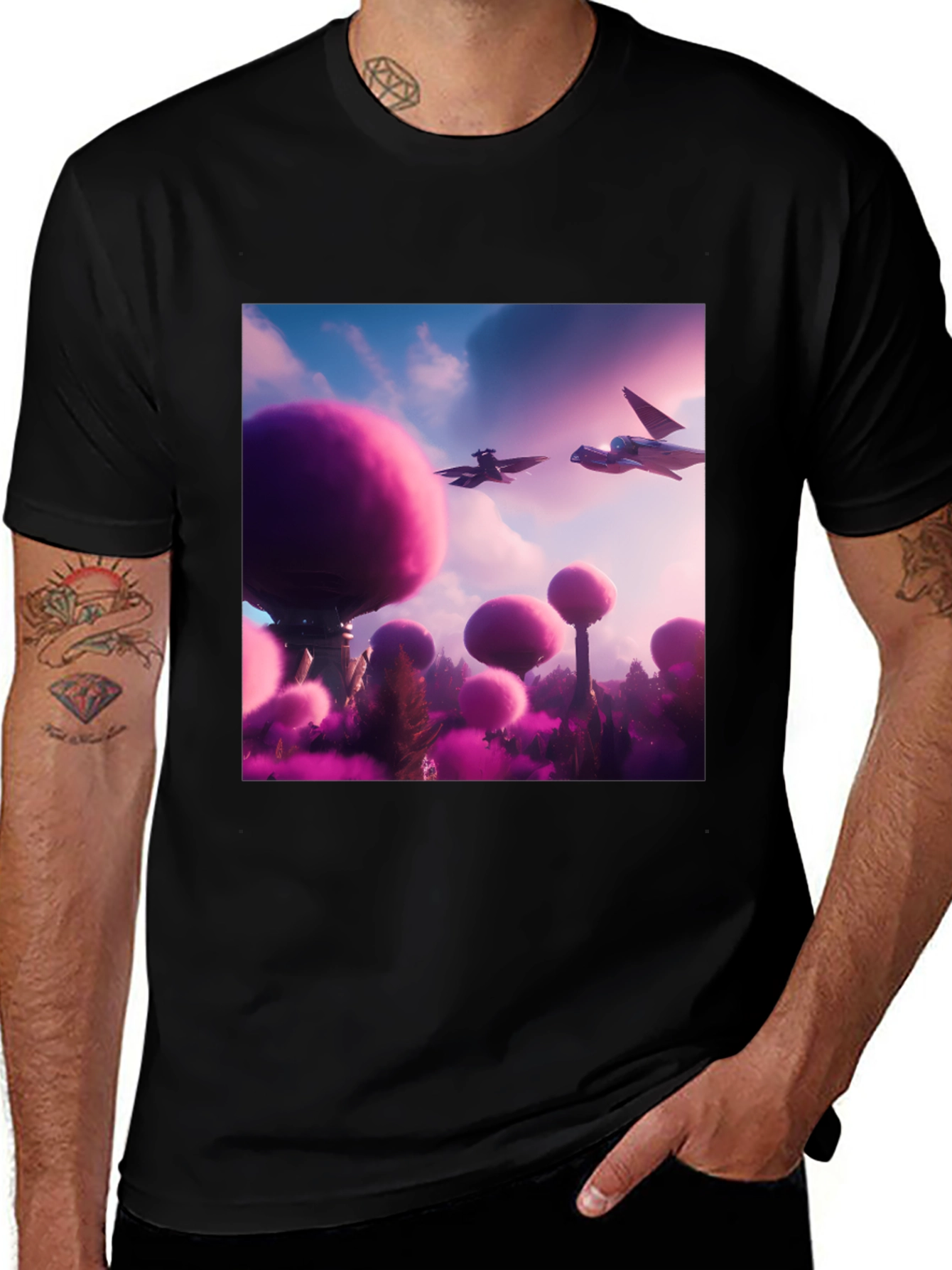 Sci-Fi Landscape Black T-Shirt
