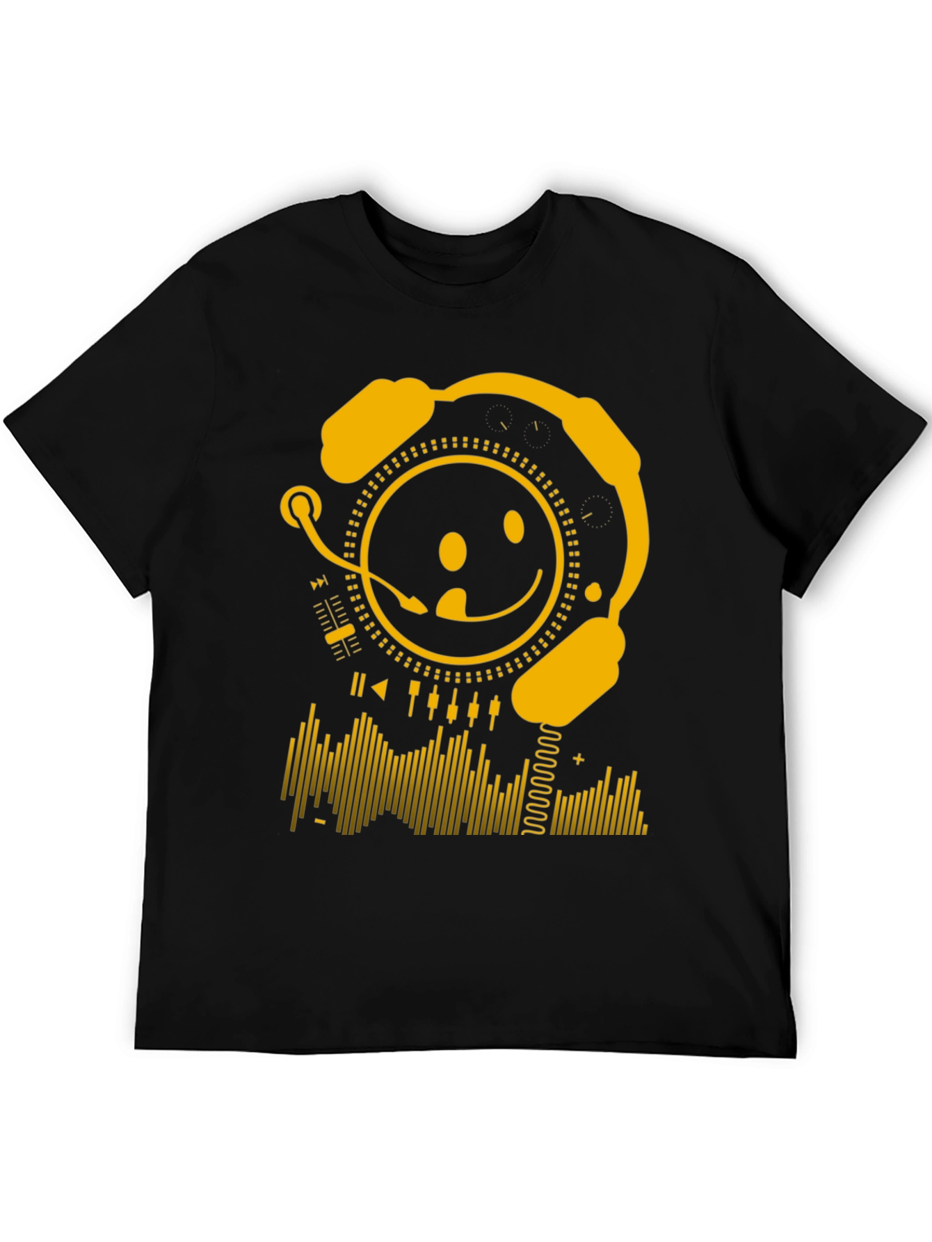 DJ Smiley Face Graphic Tee - Black