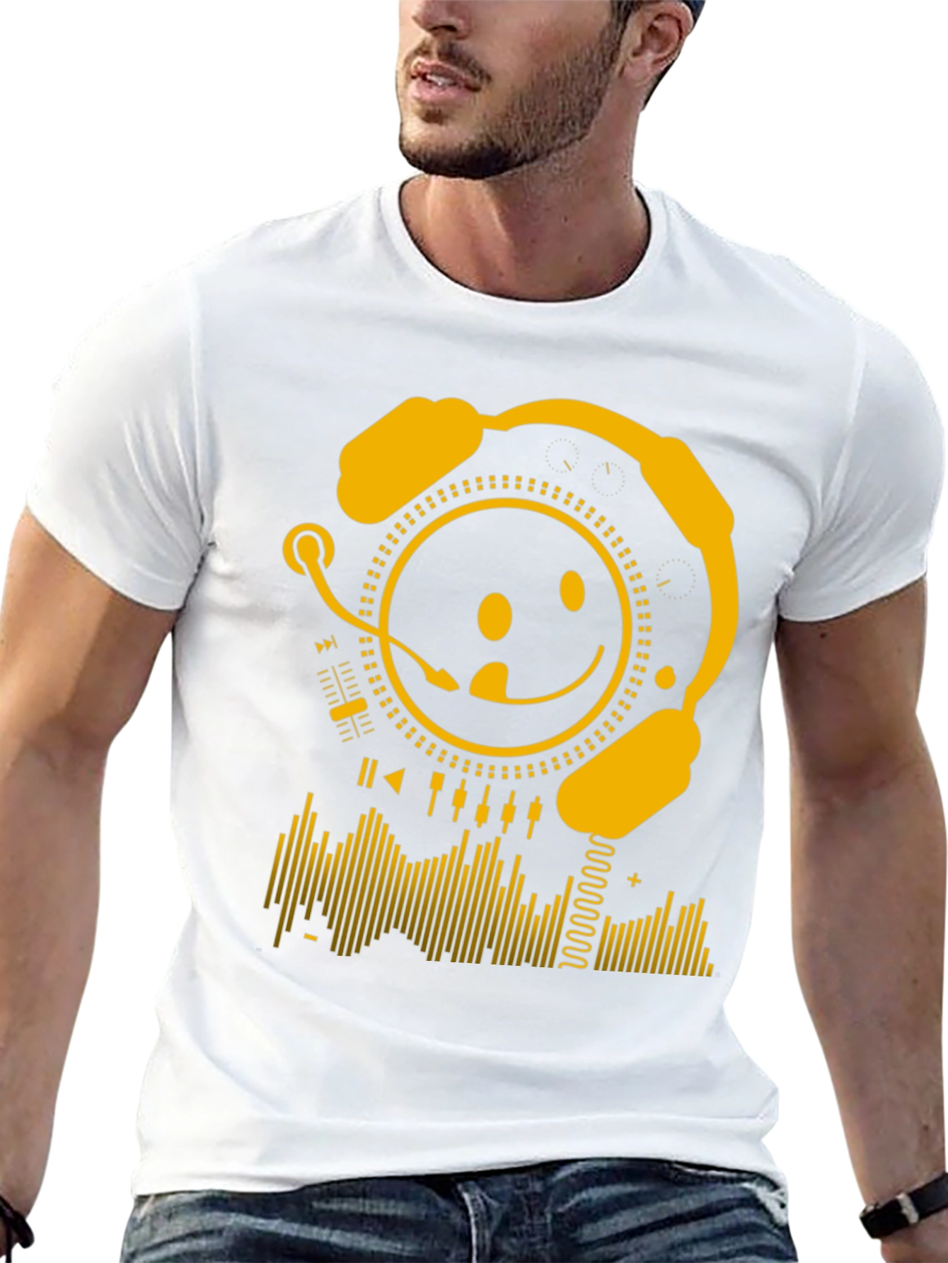 DJ Smiley Face Graphic Tee - Black