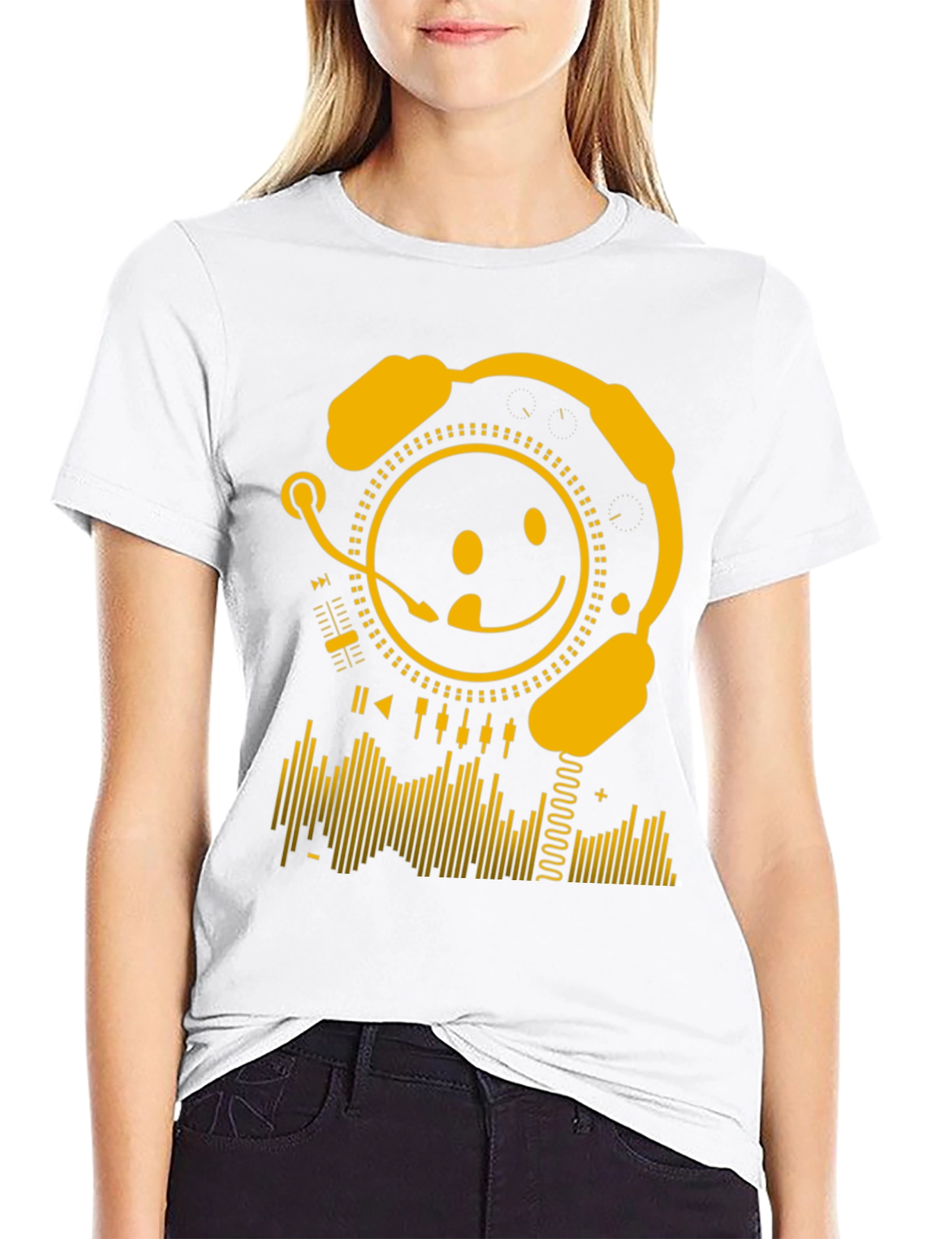DJ Smiley Face Graphic Tee - Black