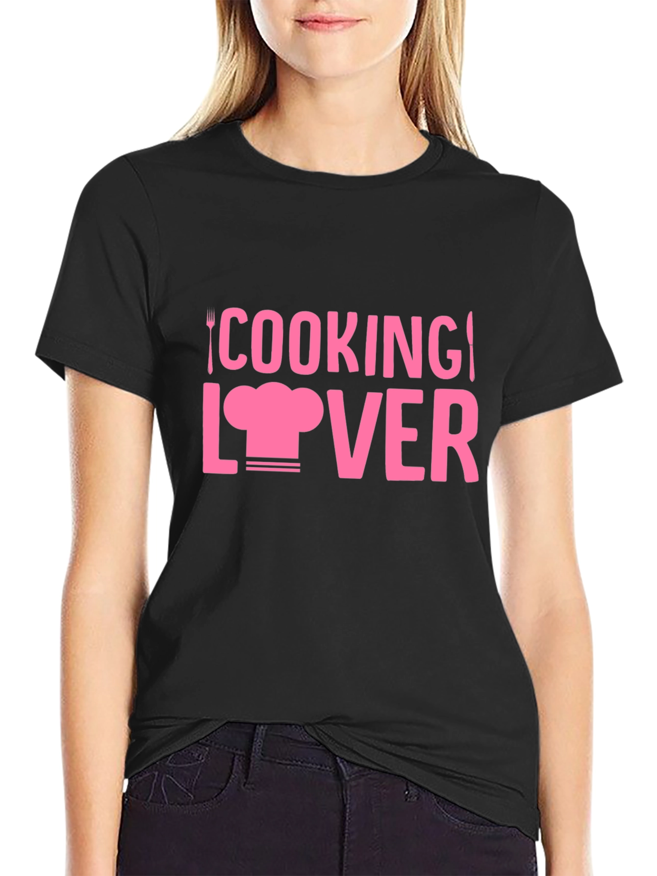 Cooking Lover Graphic Tee - Black Cotton T-Shirt