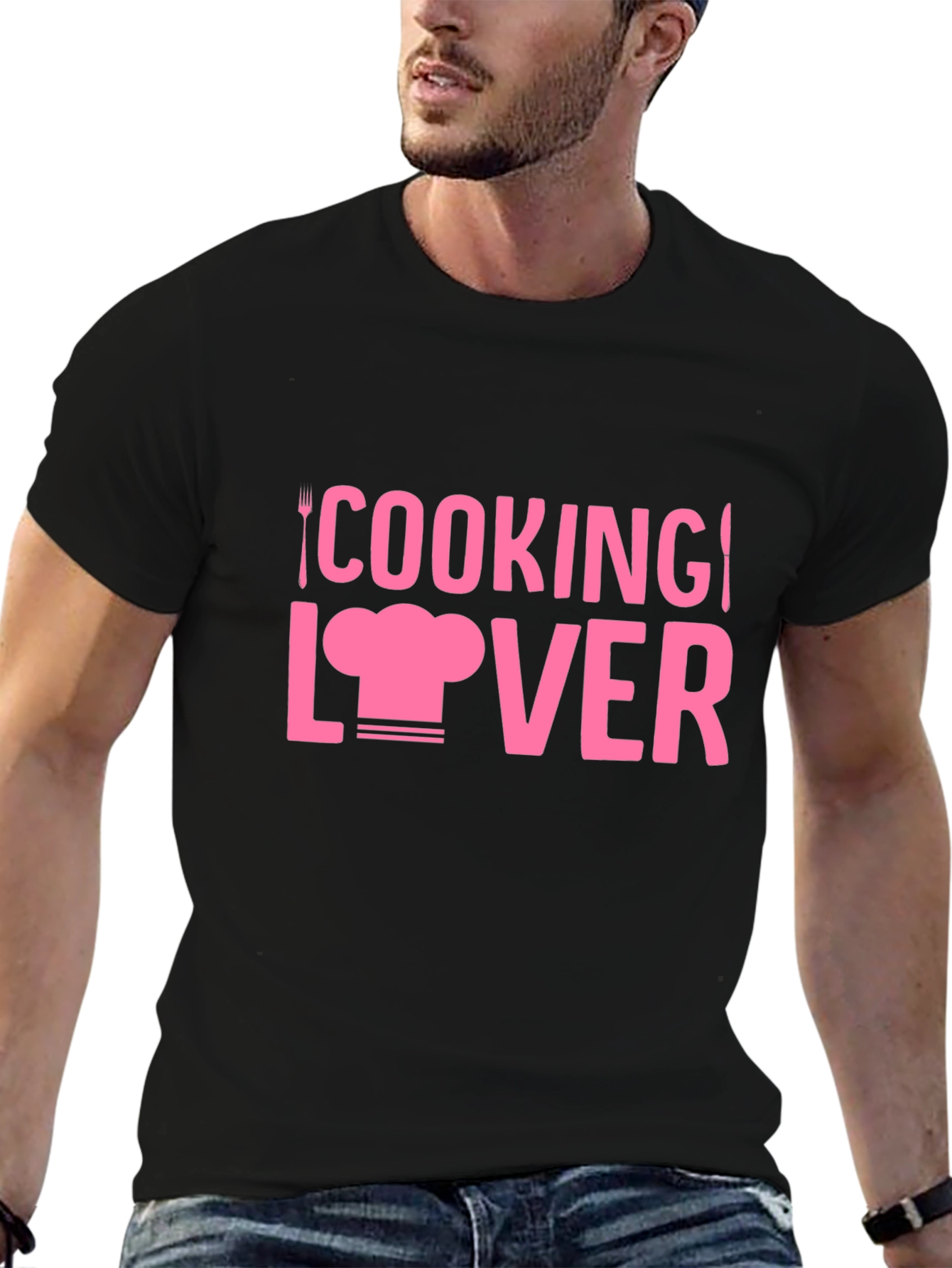Cooking Lover Graphic Tee - Black Cotton T-Shirt