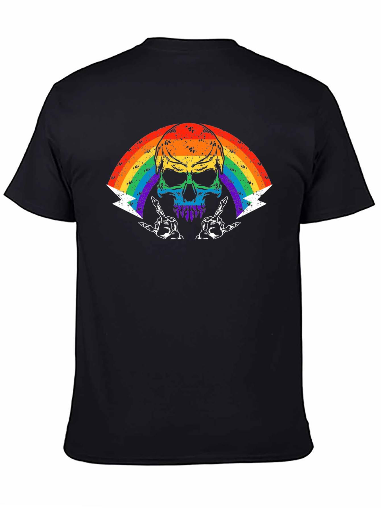 Rainbow Skull Graphic Tee - Rock On!