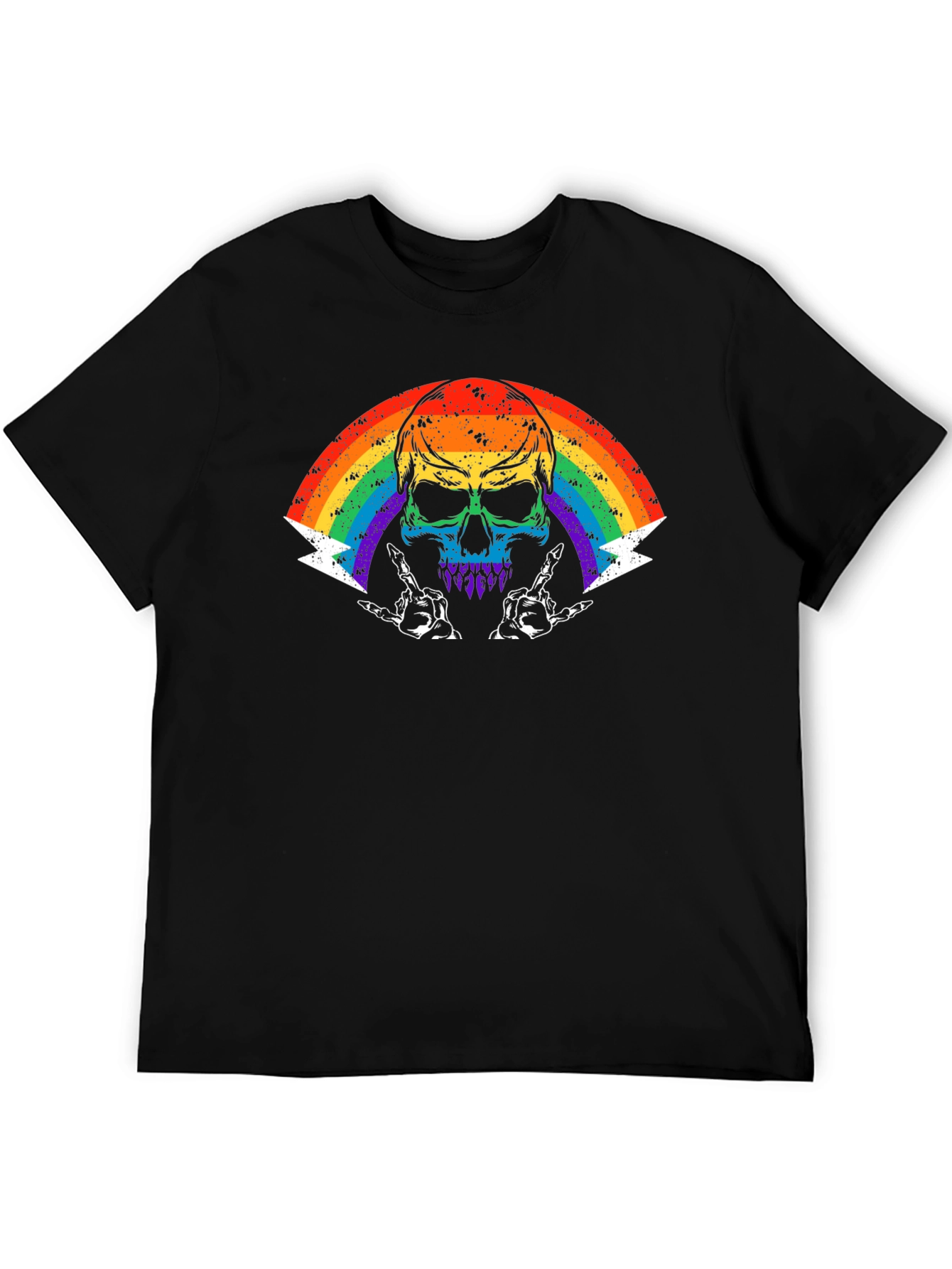 Rainbow Skull Graphic Tee - Rock On!