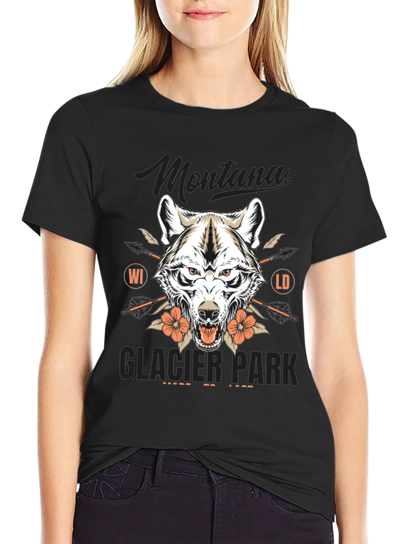 Montana Glacier Park Wolf Graphic Tee