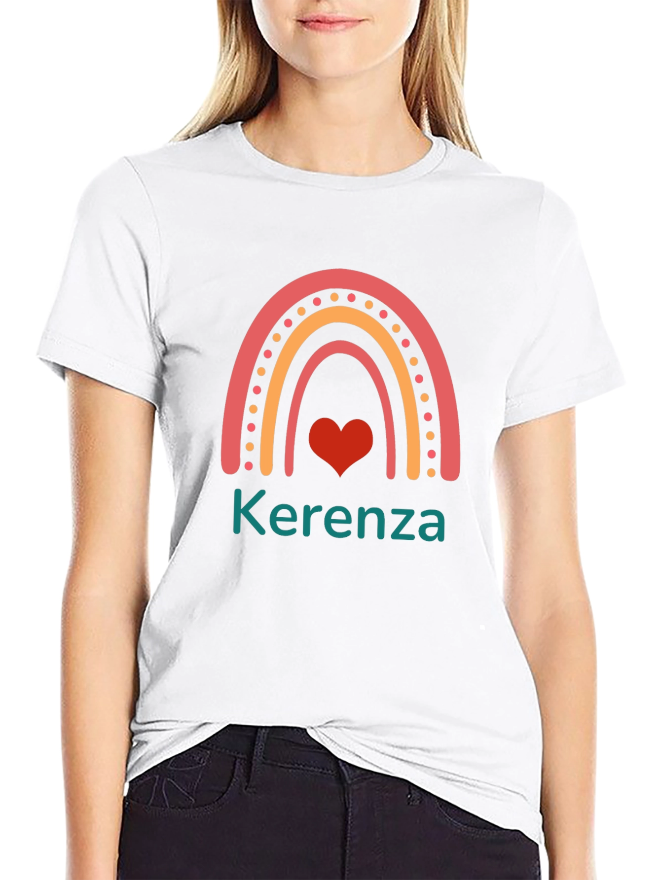 Cute Rainbow Heart Personalized Name T-Shirt