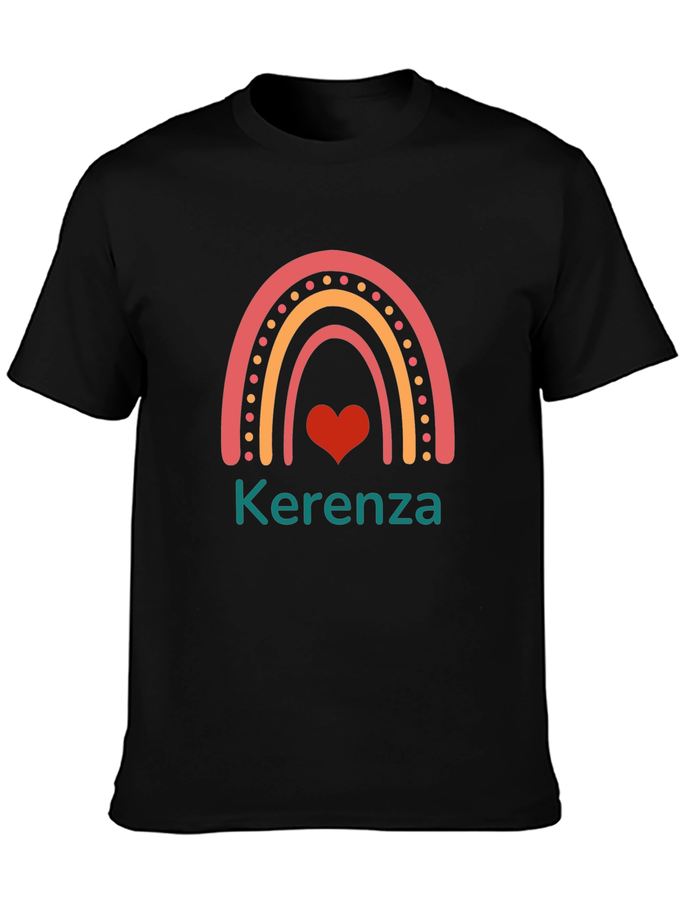 Cute Rainbow Heart Personalized Name T-Shirt