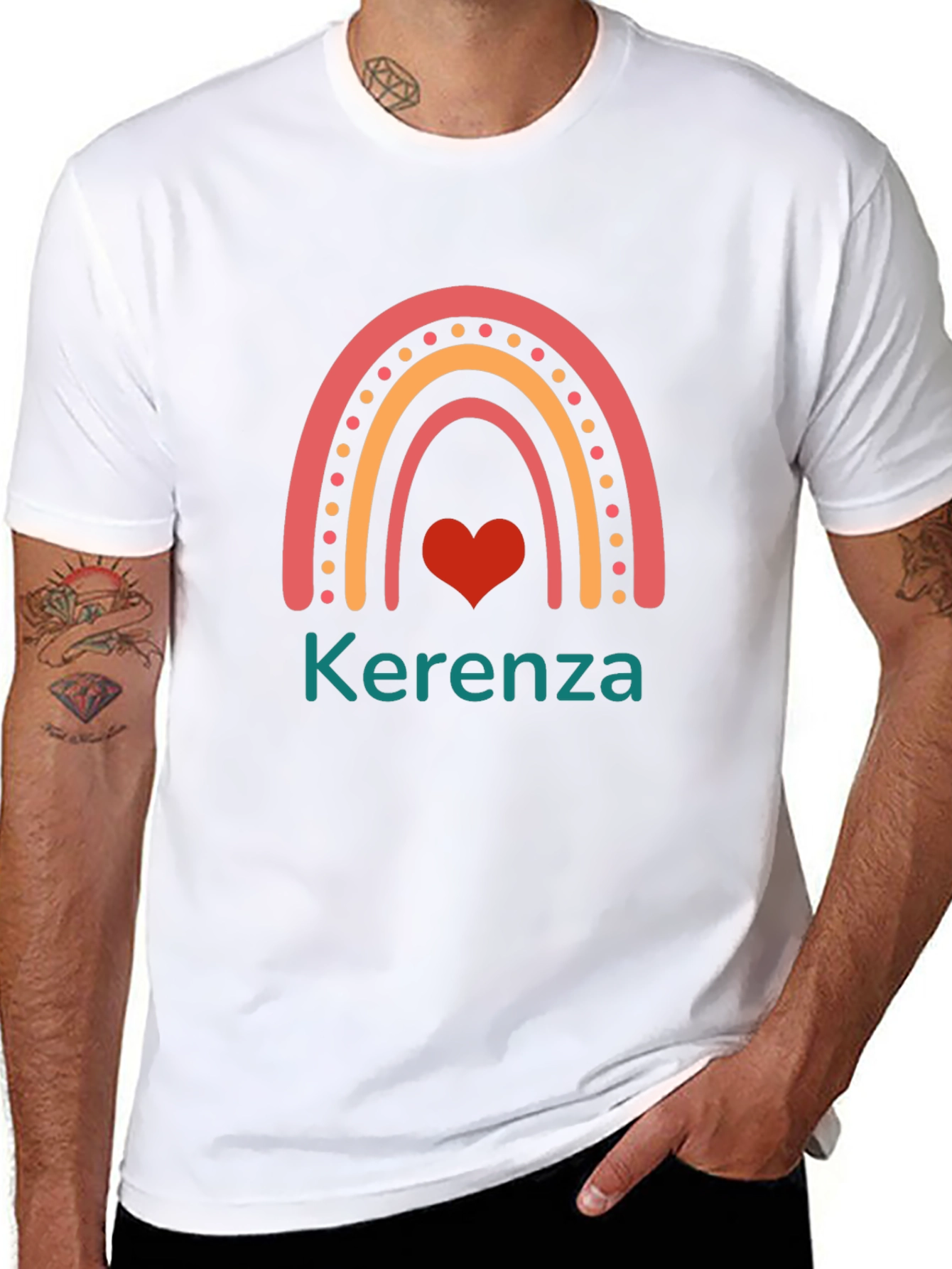 Cute Rainbow Heart Personalized Name T-Shirt