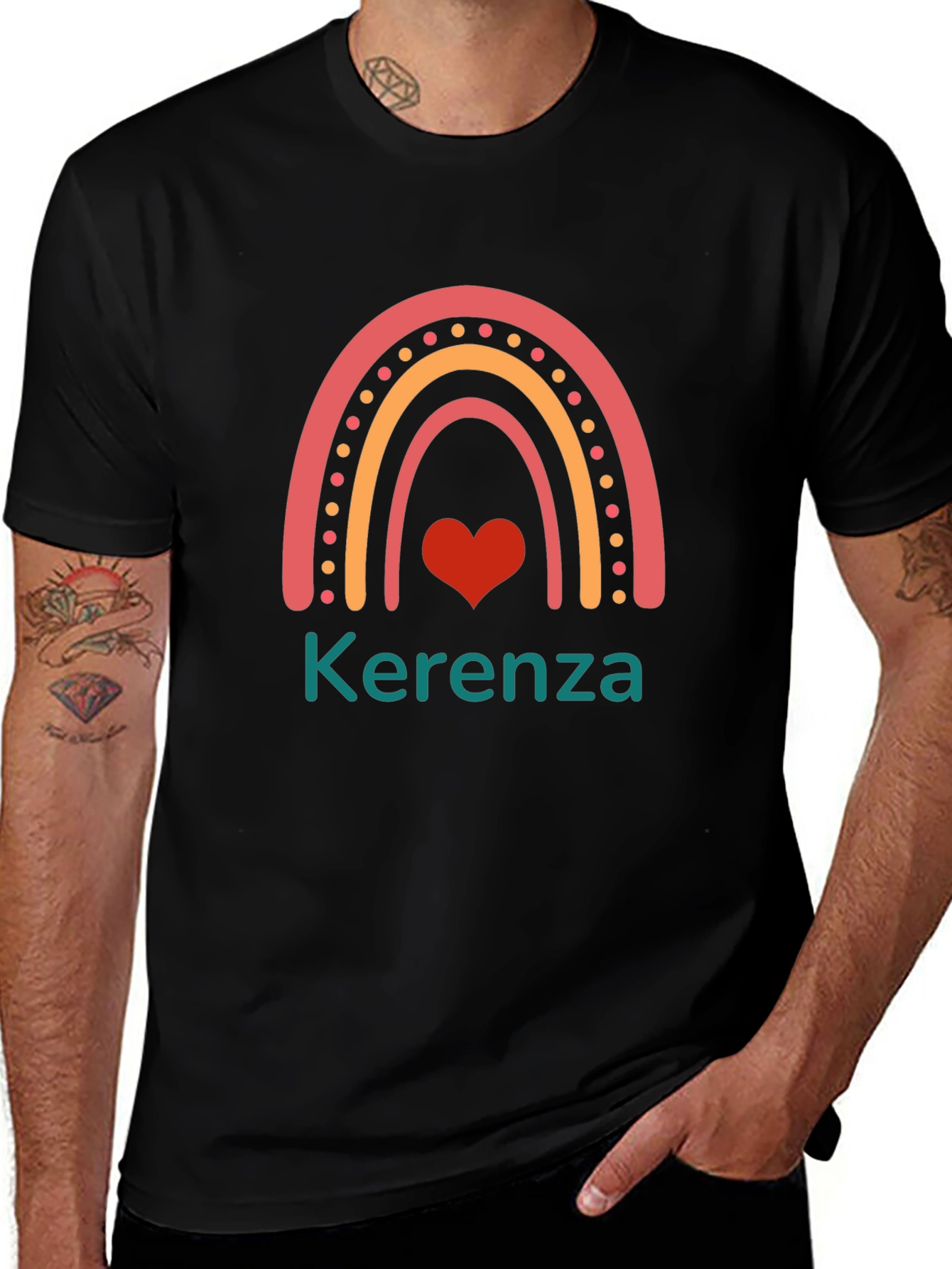 Cute Rainbow Heart Personalized Name T-Shirt