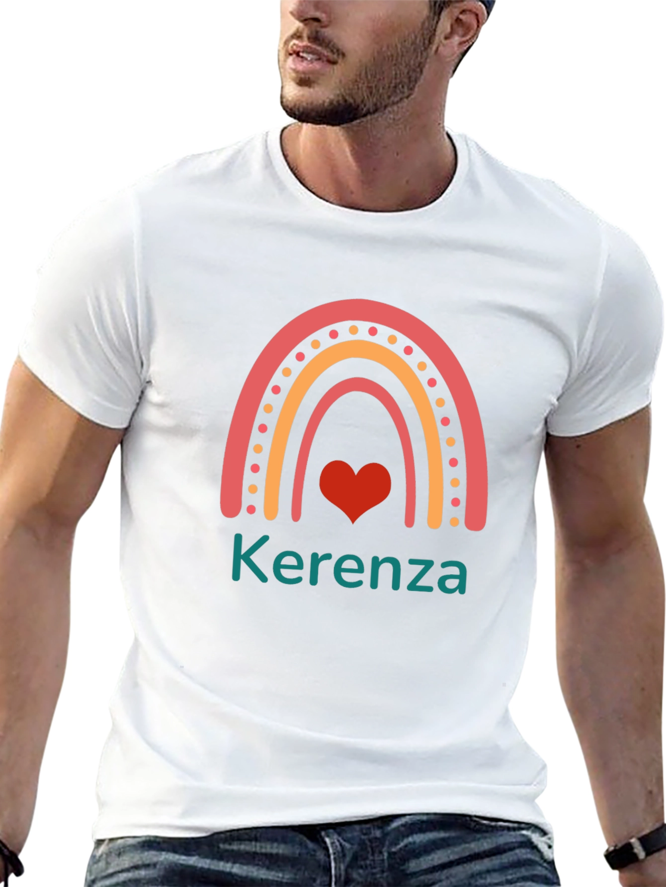 Cute Rainbow Heart Personalized Name T-Shirt
