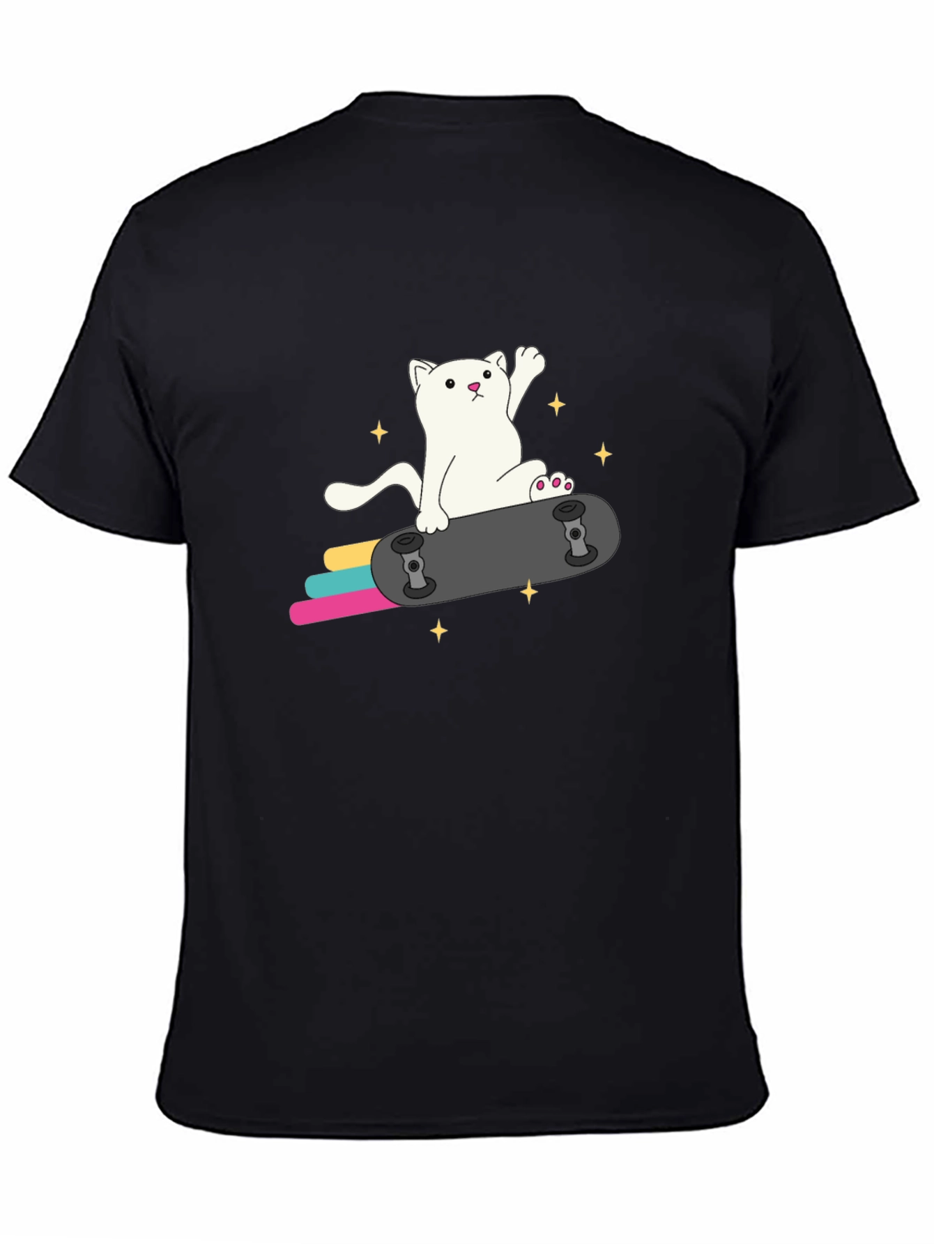 Cool Cat Skateboard Graphic Tee - Black