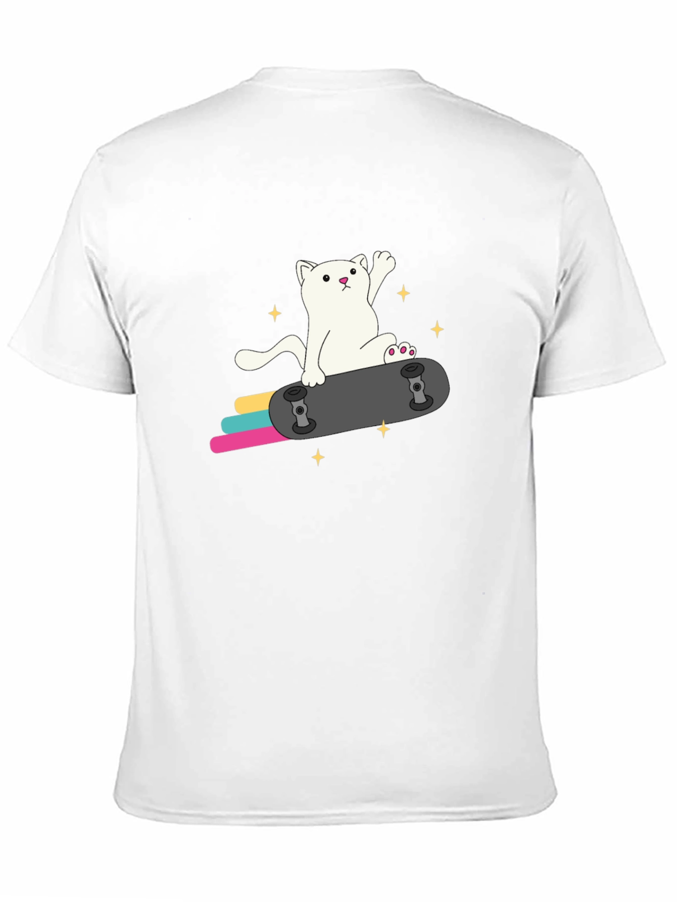 Cool Cat Skateboard Graphic Tee - Black