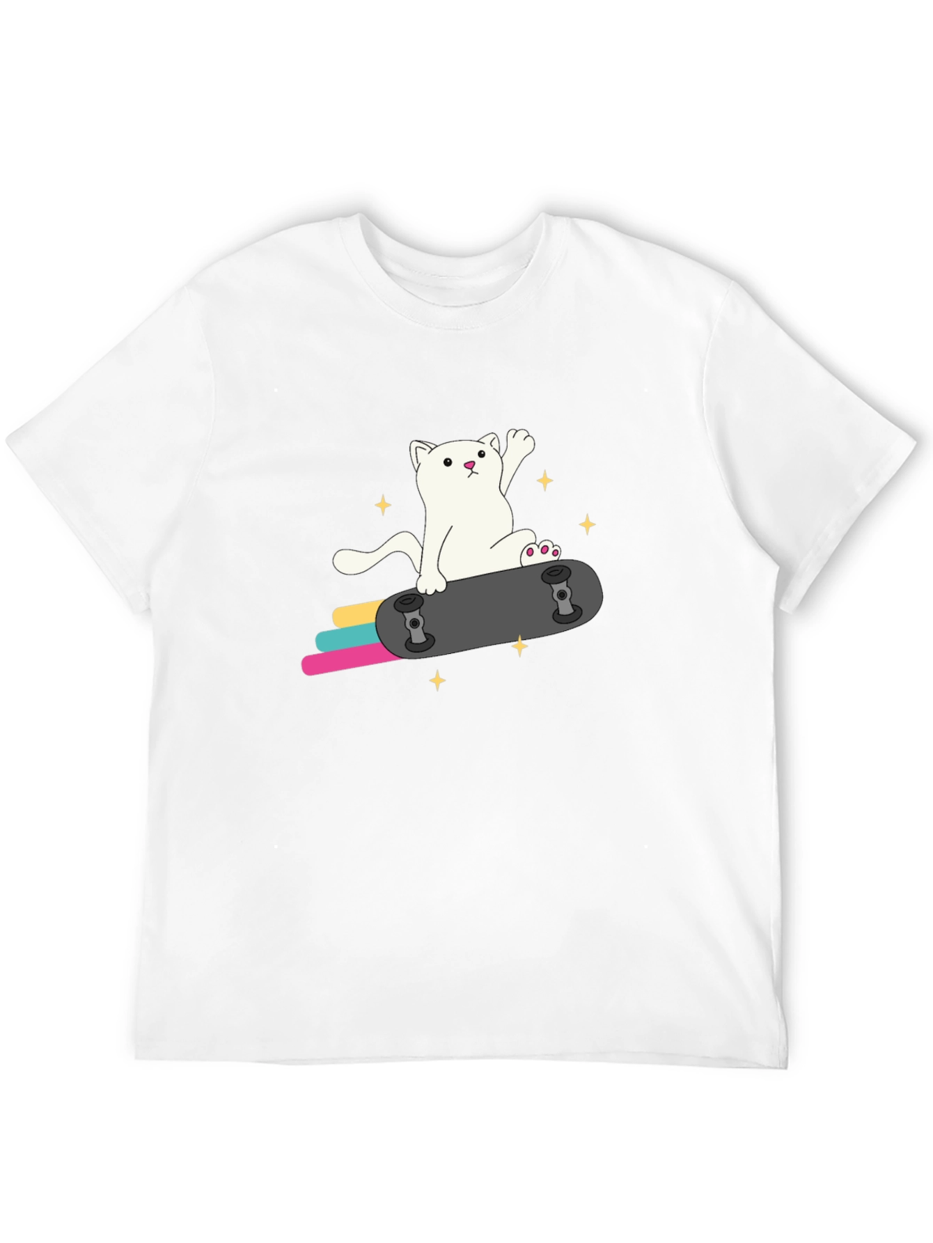 Cool Cat Skateboard Graphic Tee - Black