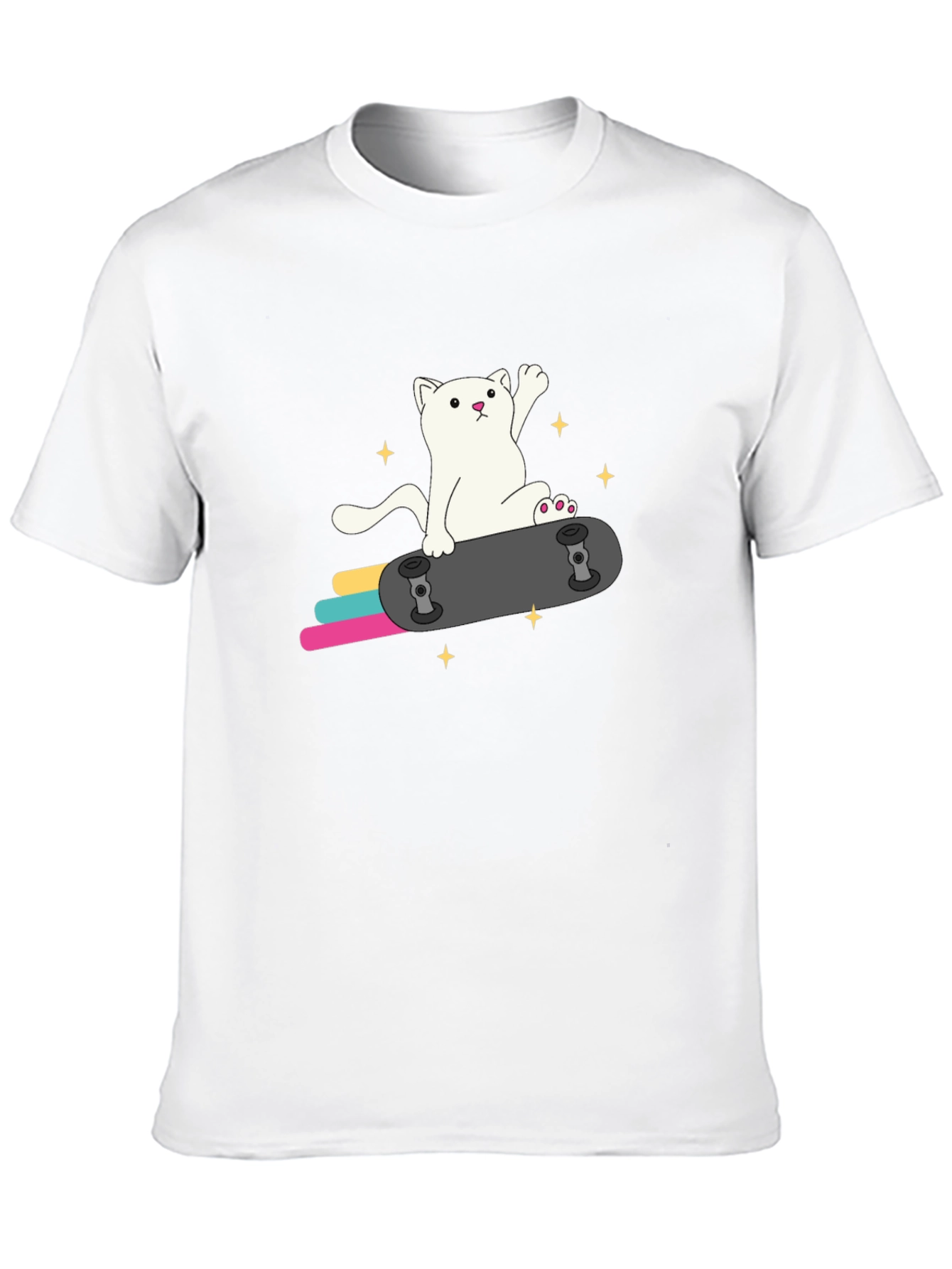 Cool Cat Skateboard Graphic Tee - Black