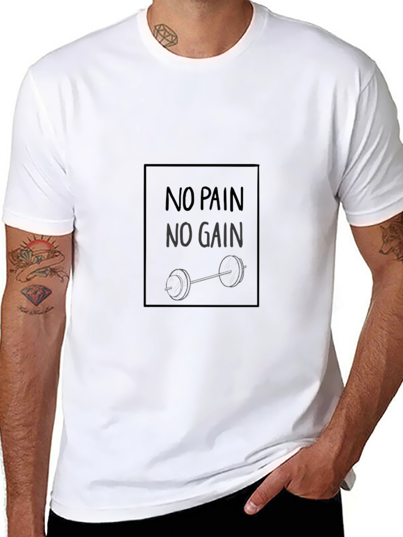 Motivational No Pain No Gain Black T-Shirt