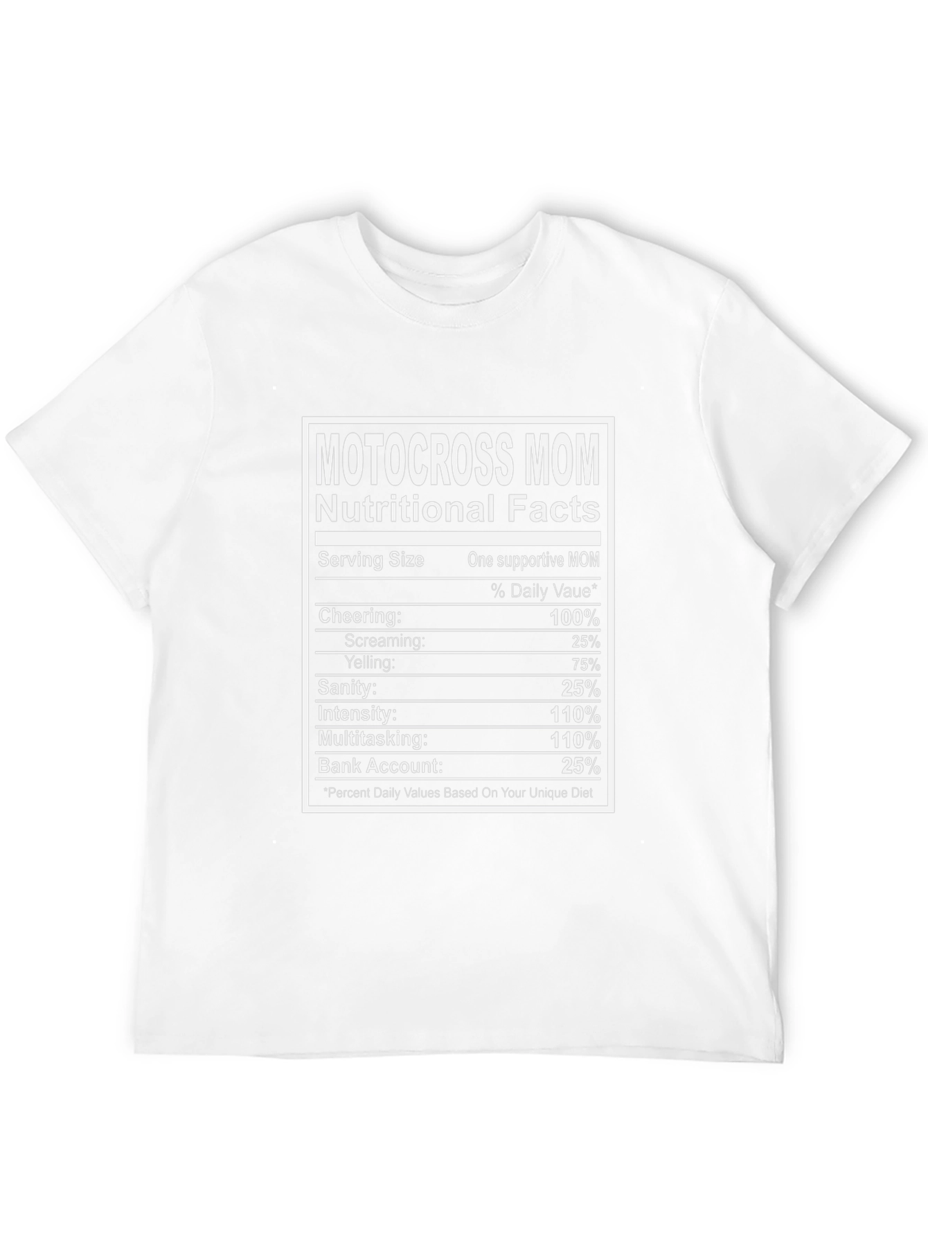 Motocross Mom Nutrition Facts Novelty Graphic T-Shirt