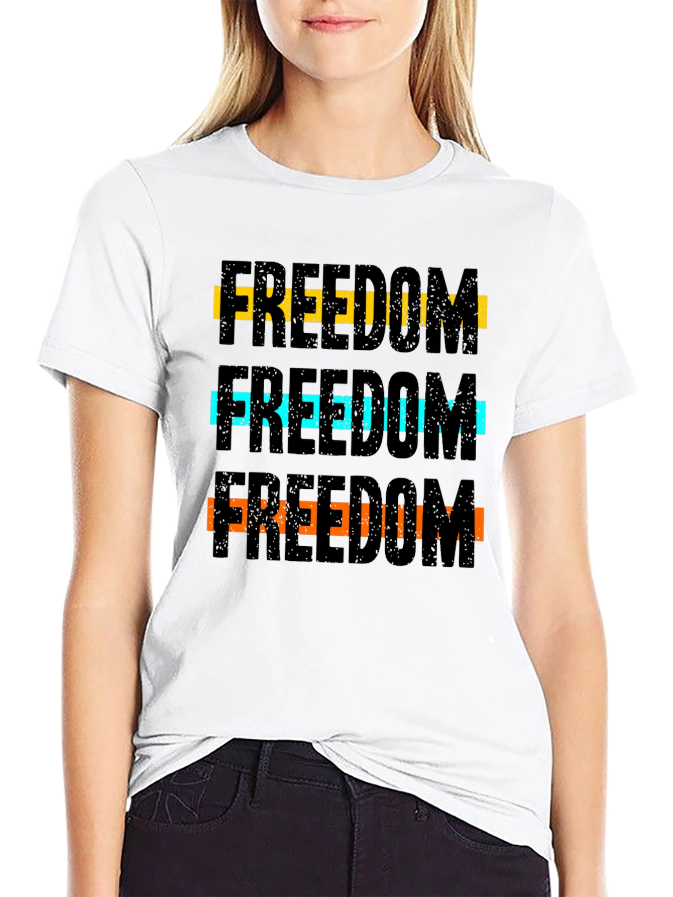 Freedom Graphic Print Black T-Shirt