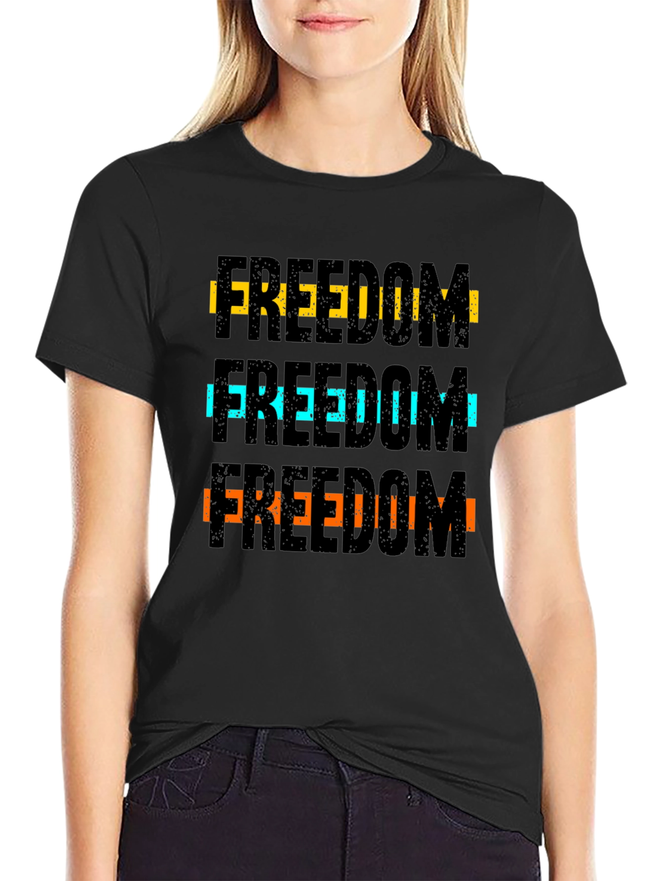 Freedom Graphic Print Black T-Shirt