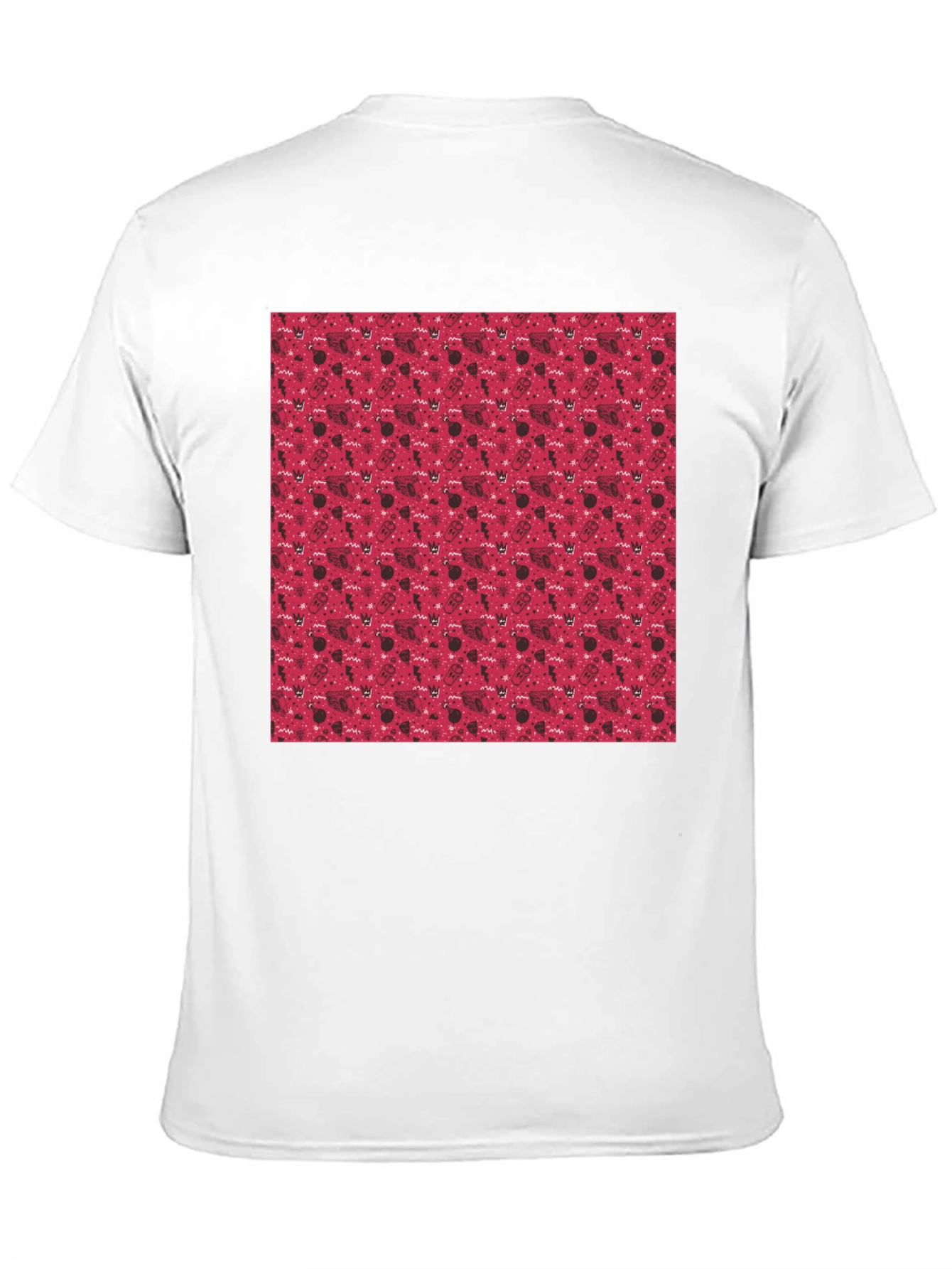 Red Pattern Crew Neck T-Shirt