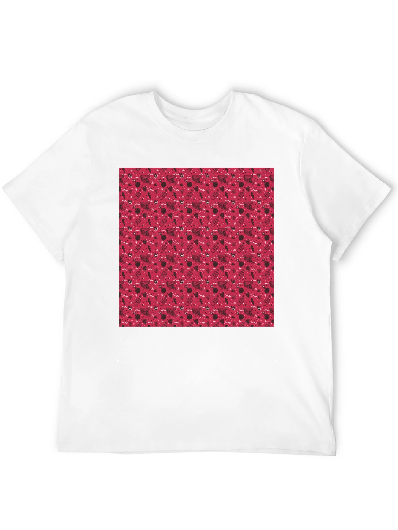Red Pattern Crew Neck T-Shirt