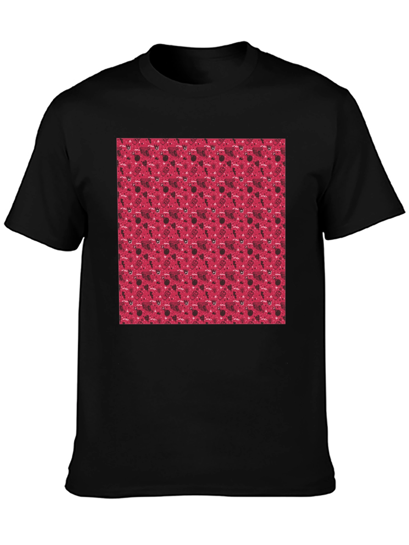 Red Pattern Crew Neck T-Shirt