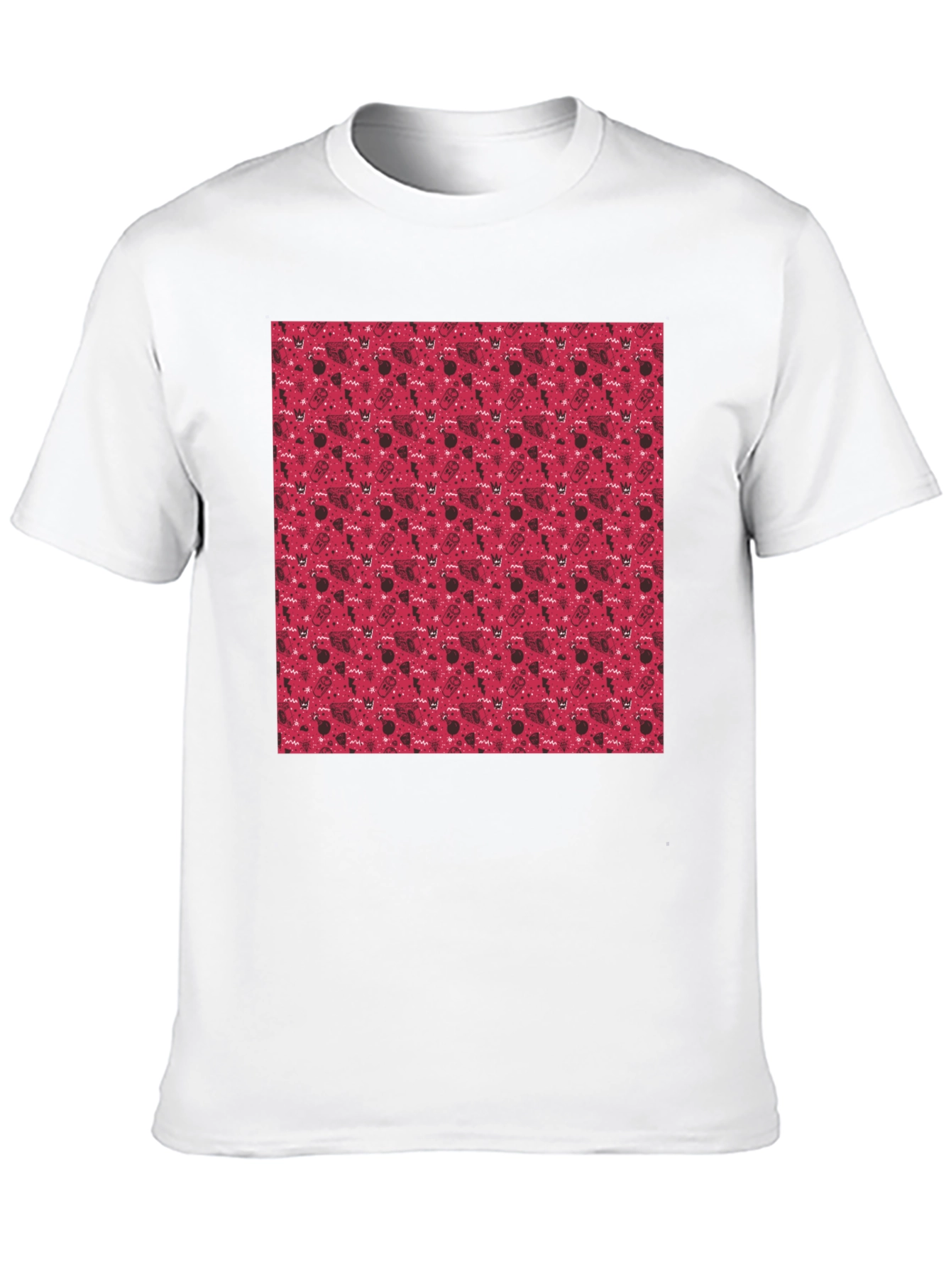 Red Pattern Crew Neck T-Shirt