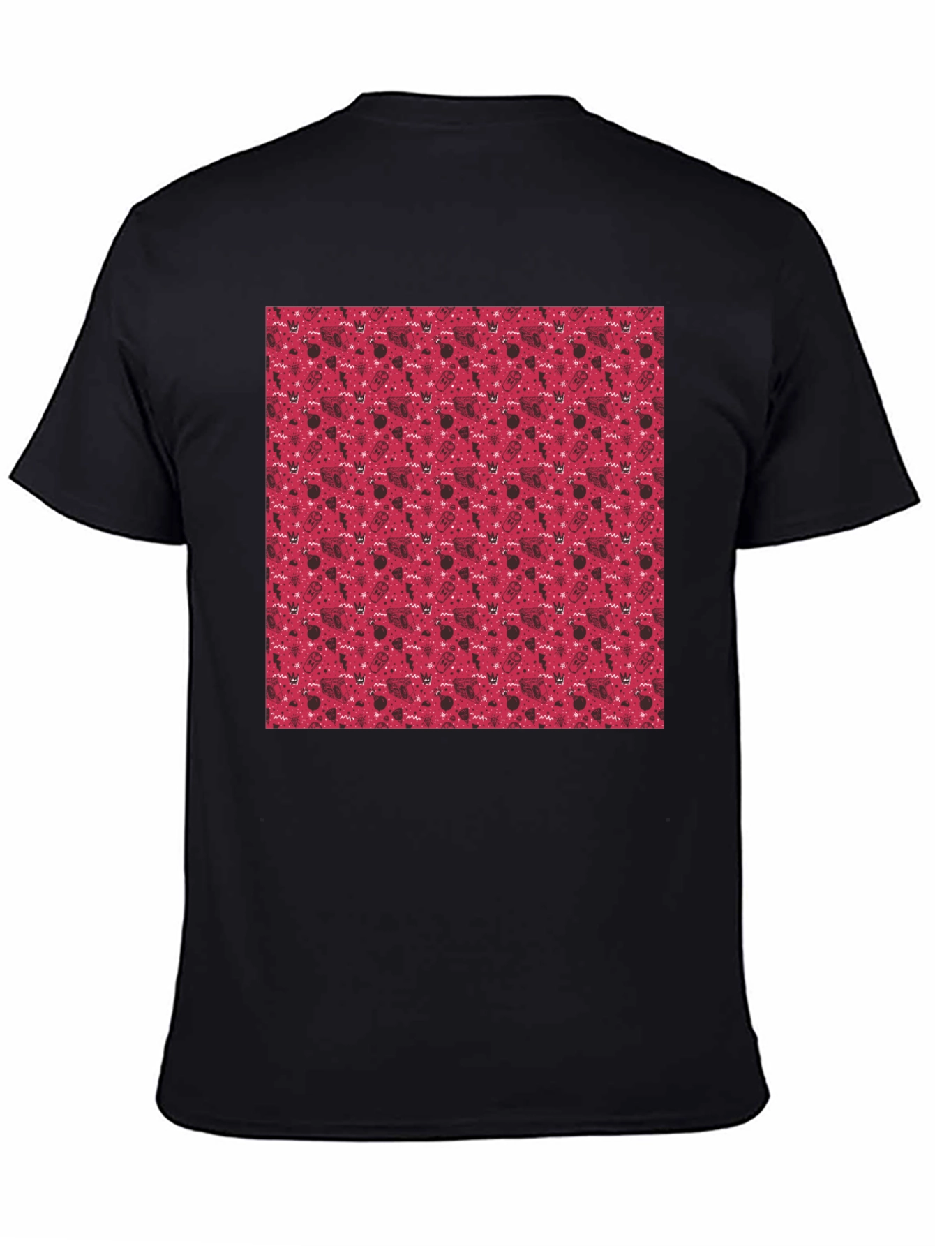 Red Pattern Crew Neck T-Shirt