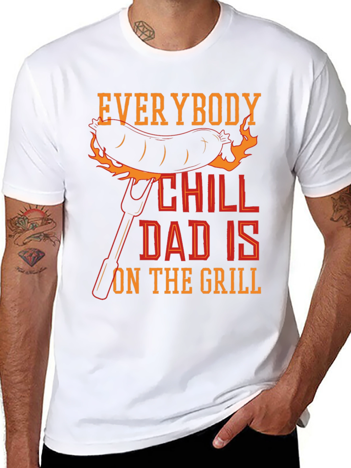 Everybody Chill Dad is on the Grill Graphic Tee