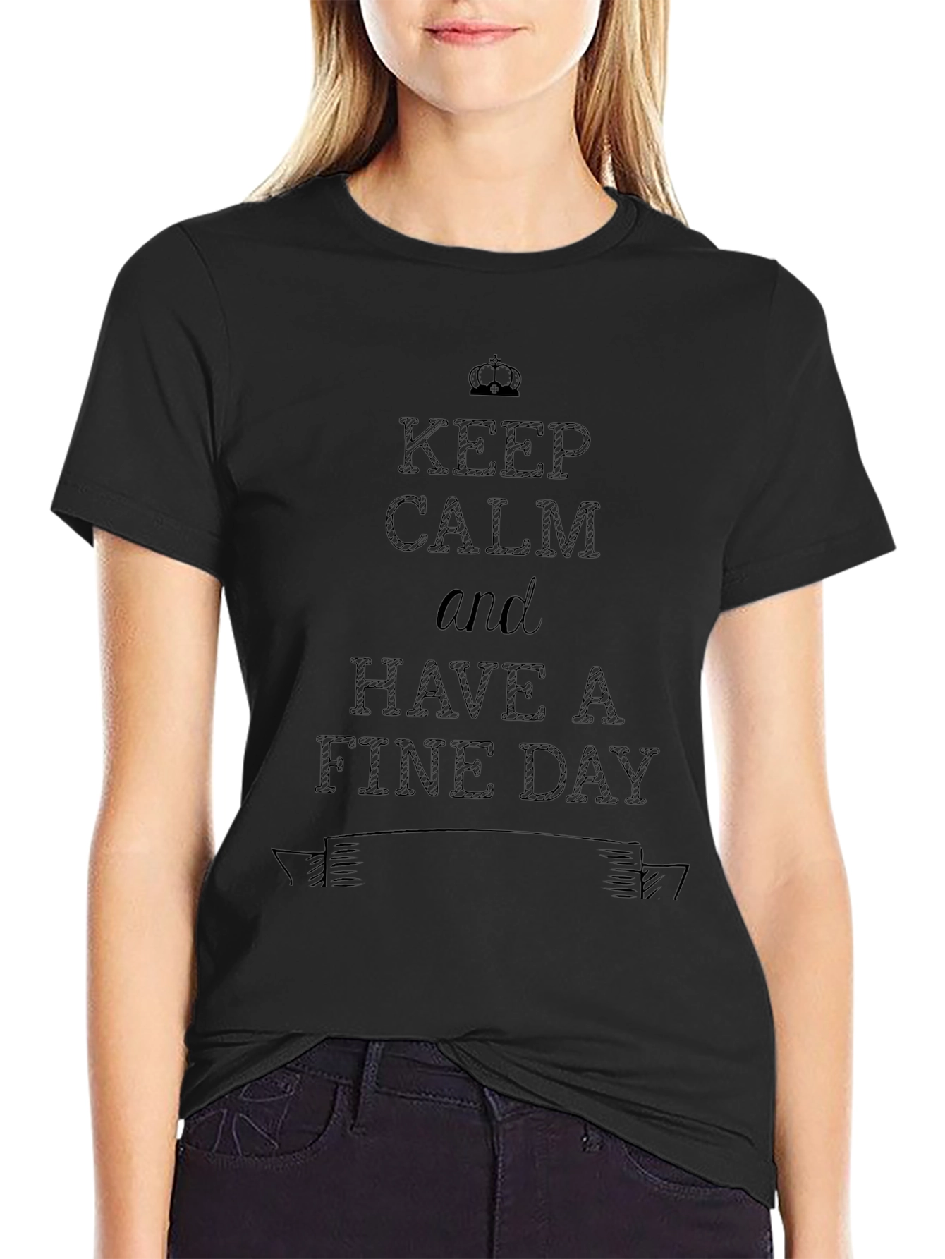 Keep Calm Graphic Tee - Black Cotton T-Shirt