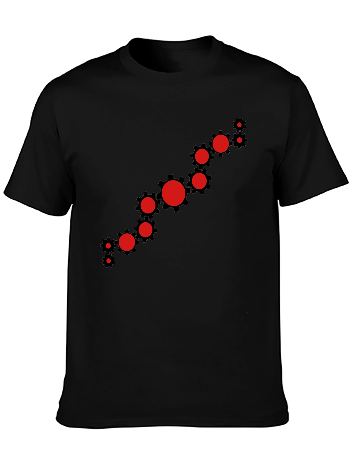 Modern Gear Graphic Tee - Black Cotton Casual Shirt