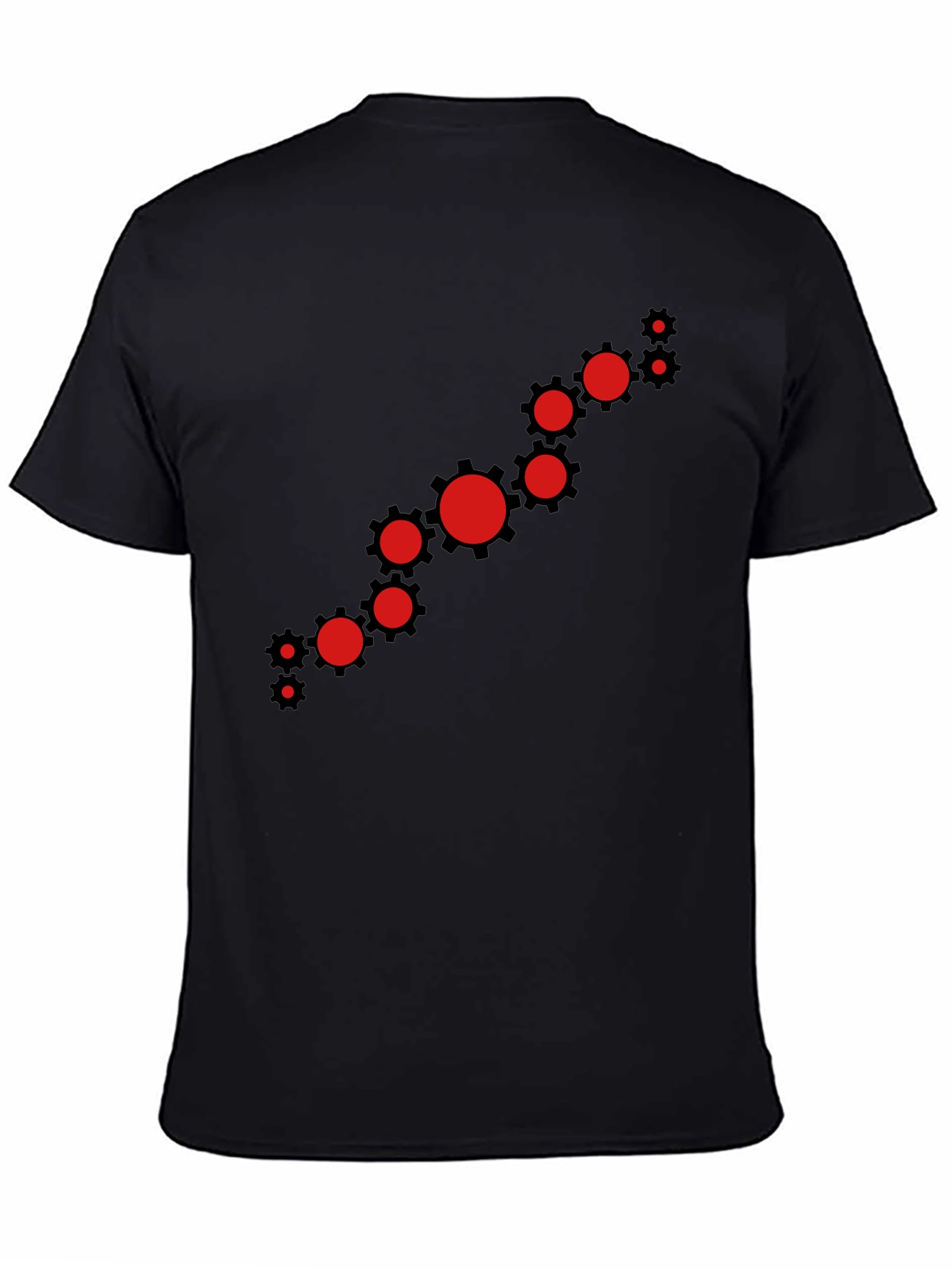 Modern Gear Graphic Tee - Black Cotton Casual Shirt