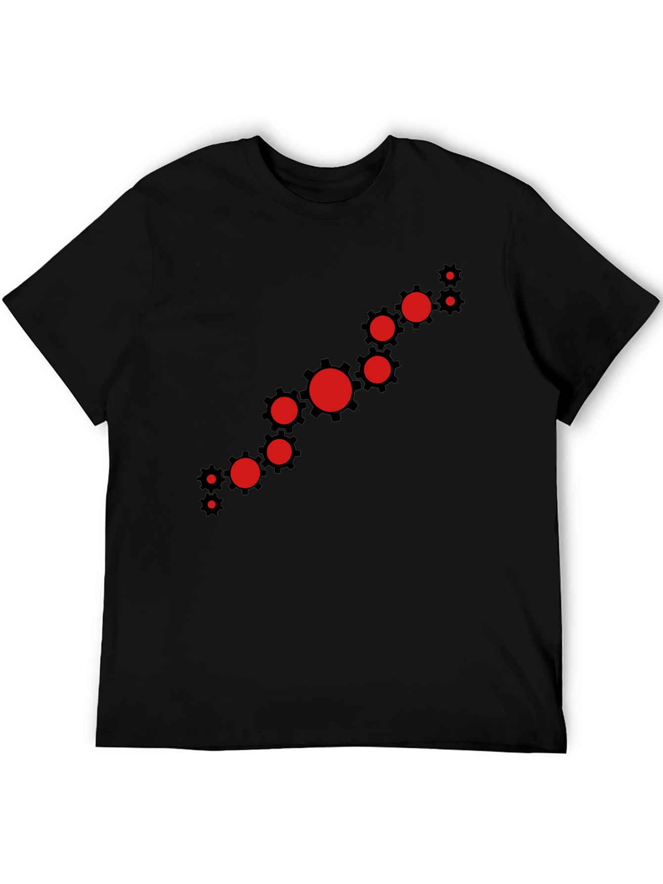 Modern Gear Graphic Tee - Black Cotton Casual Shirt