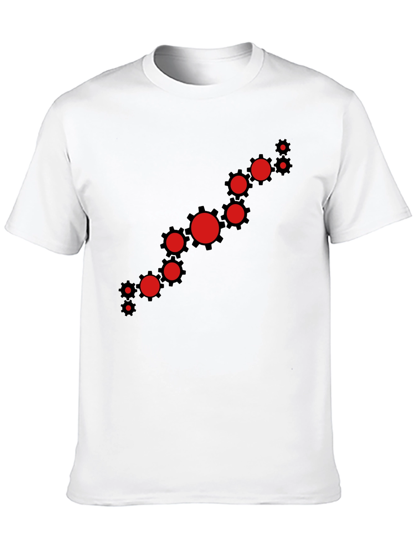 Modern Gear Graphic Tee - Black Cotton Casual Shirt