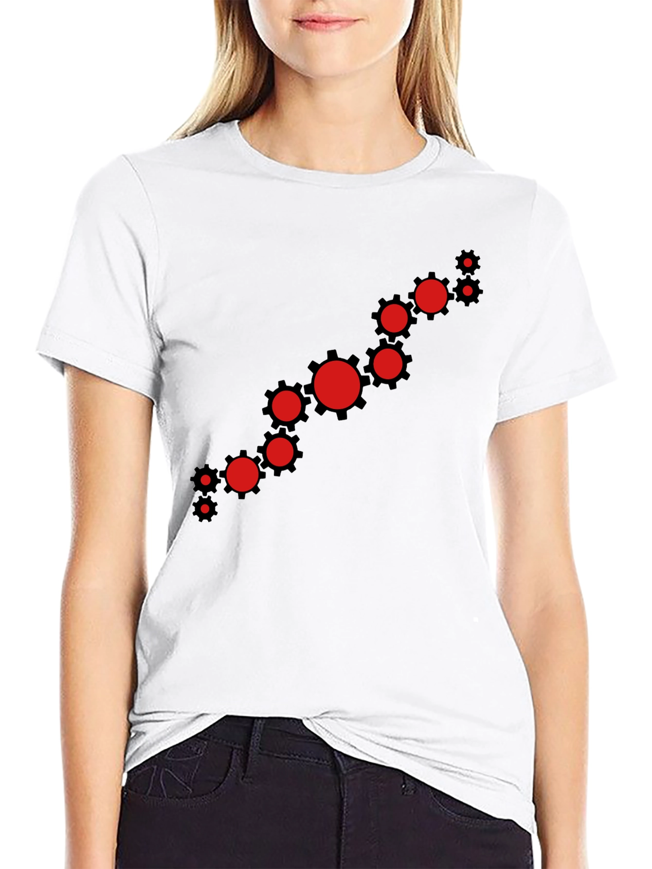 Modern Gear Graphic Tee - Black Cotton Casual Shirt