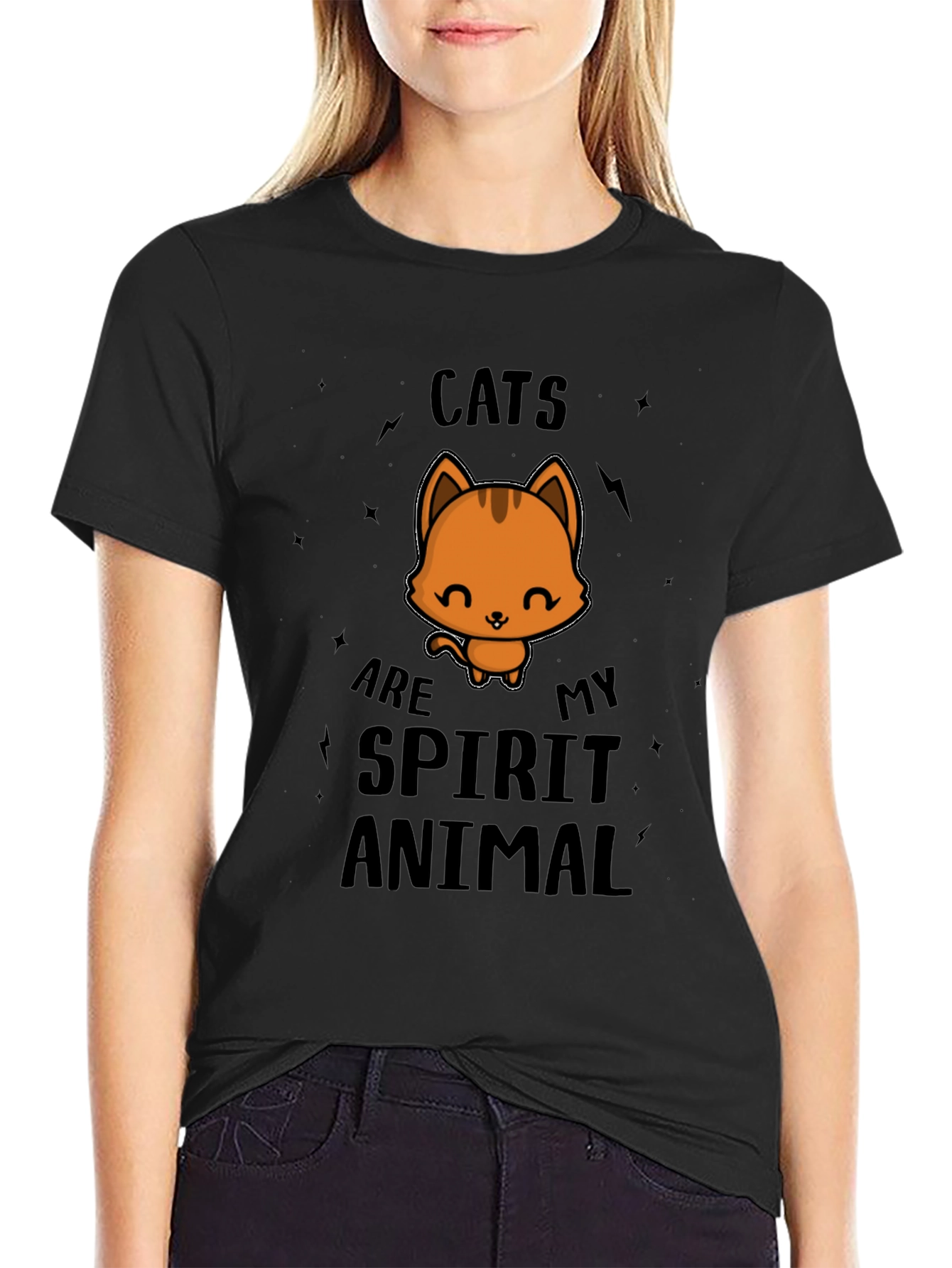 Cats Are My Spirit Animal T-Shirt - Black