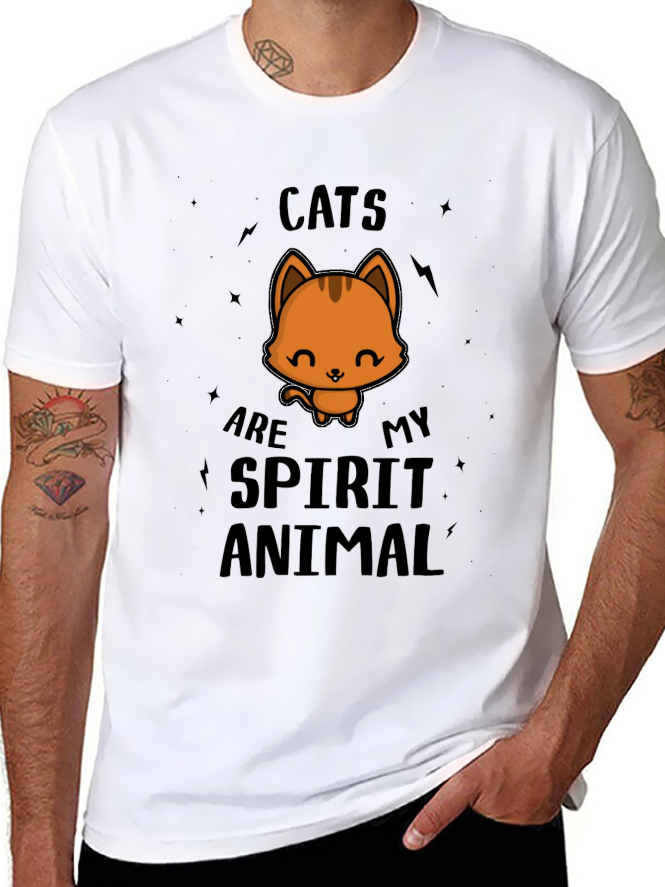 Cats Are My Spirit Animal T-Shirt - Black
