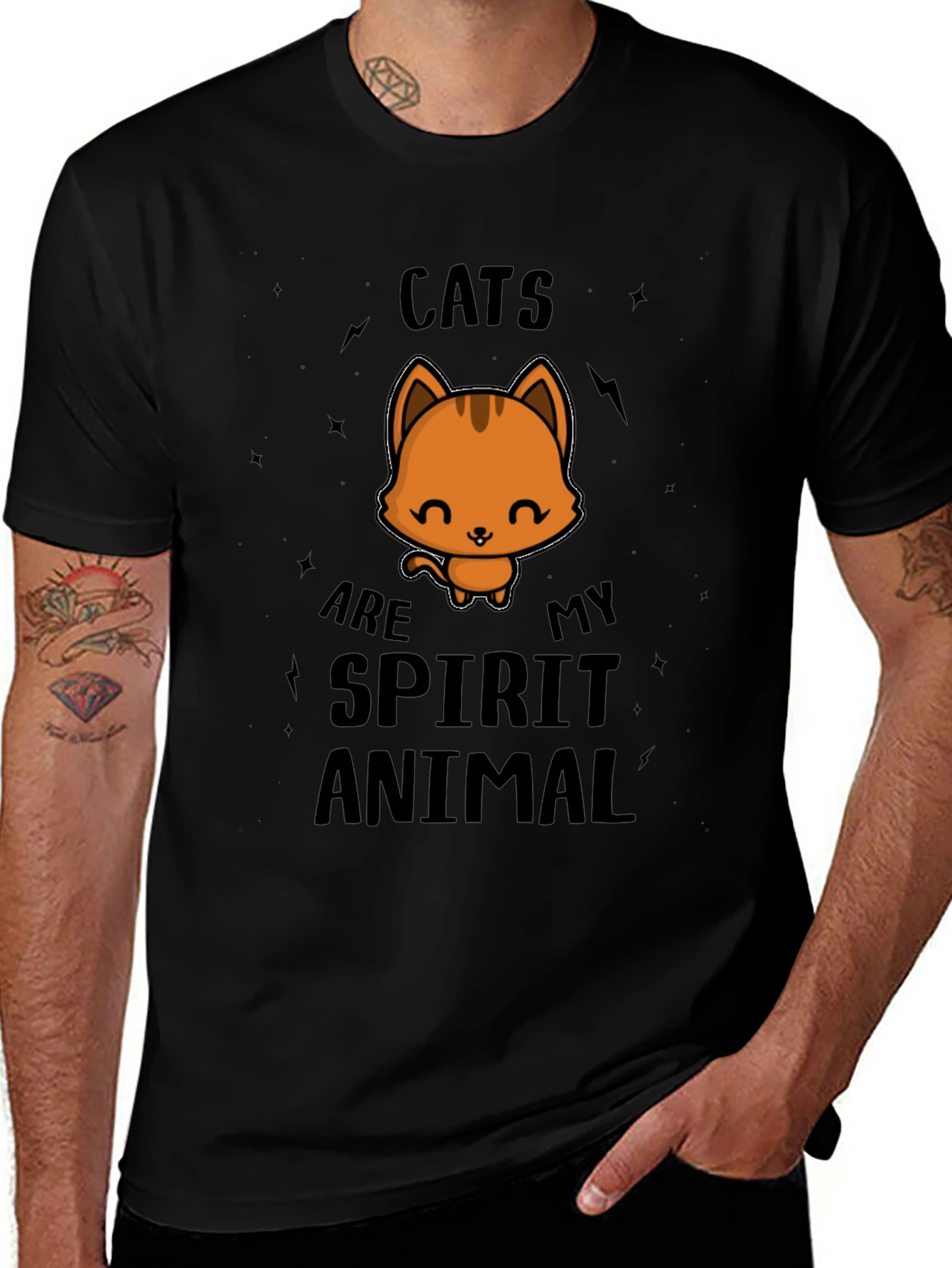 Cats Are My Spirit Animal T-Shirt - Black