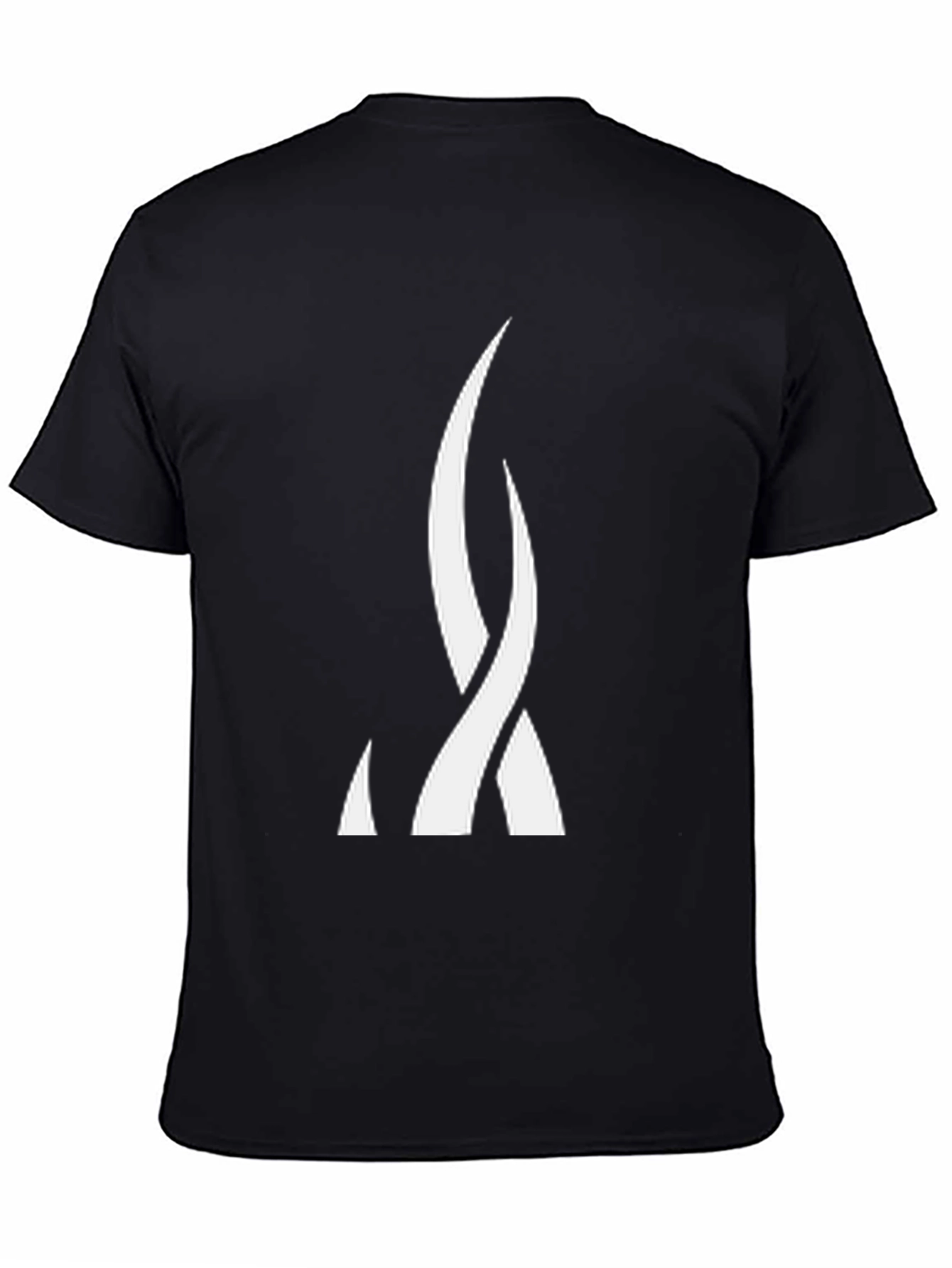 Abstract Flame Graphic Tee - Black Cotton Blend