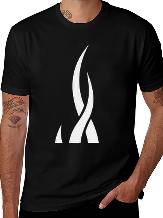Abstract Flame Graphic Tee - Black Cotton Blend